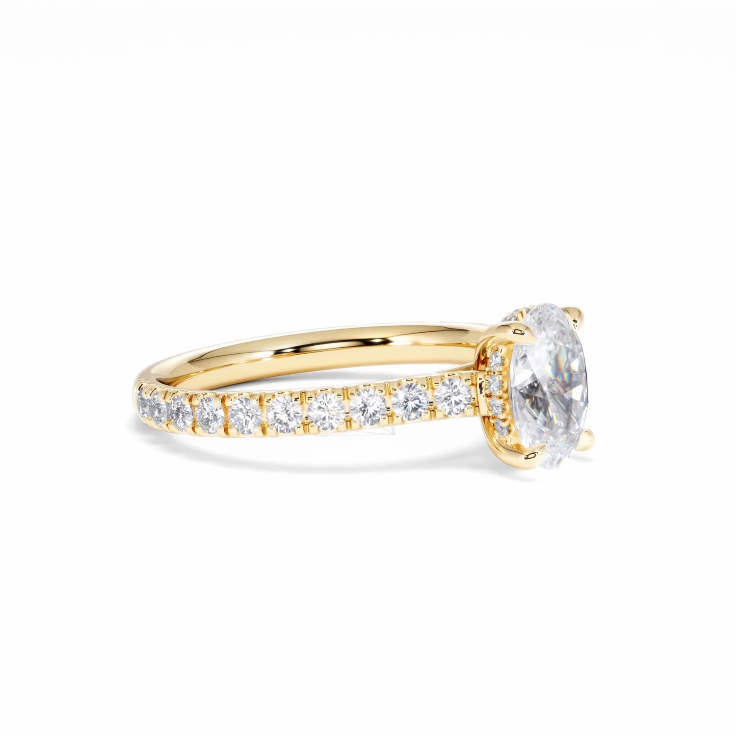 Amora Oval 1.00ct Hidden Halo Diamond Engagement Ring With Side Stones Set in 18K Gold - Image 21