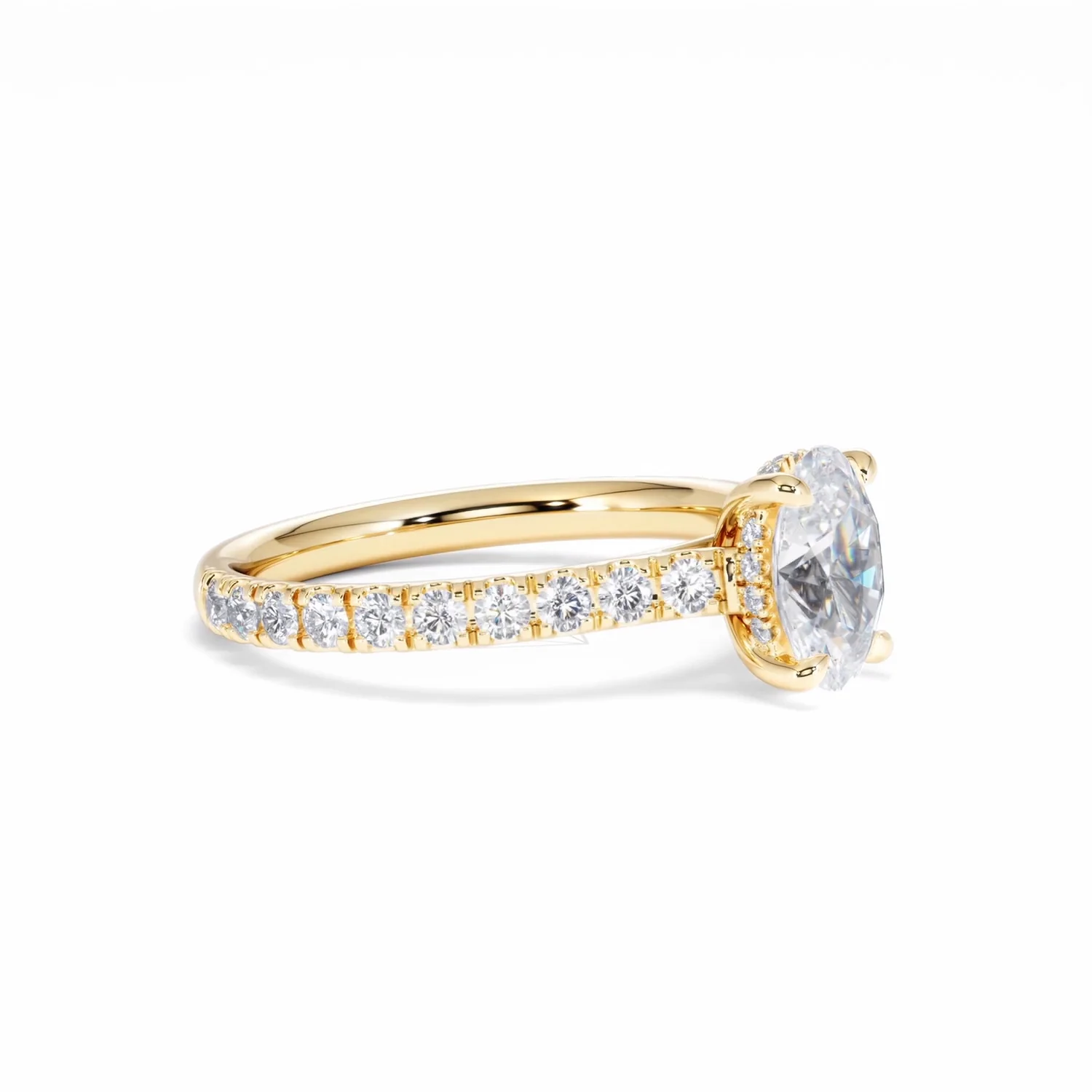 Amora Oval 1.00ct Hidden Halo Diamond Engagement Ring With Side Stones Set in 18K Gold - Image 22