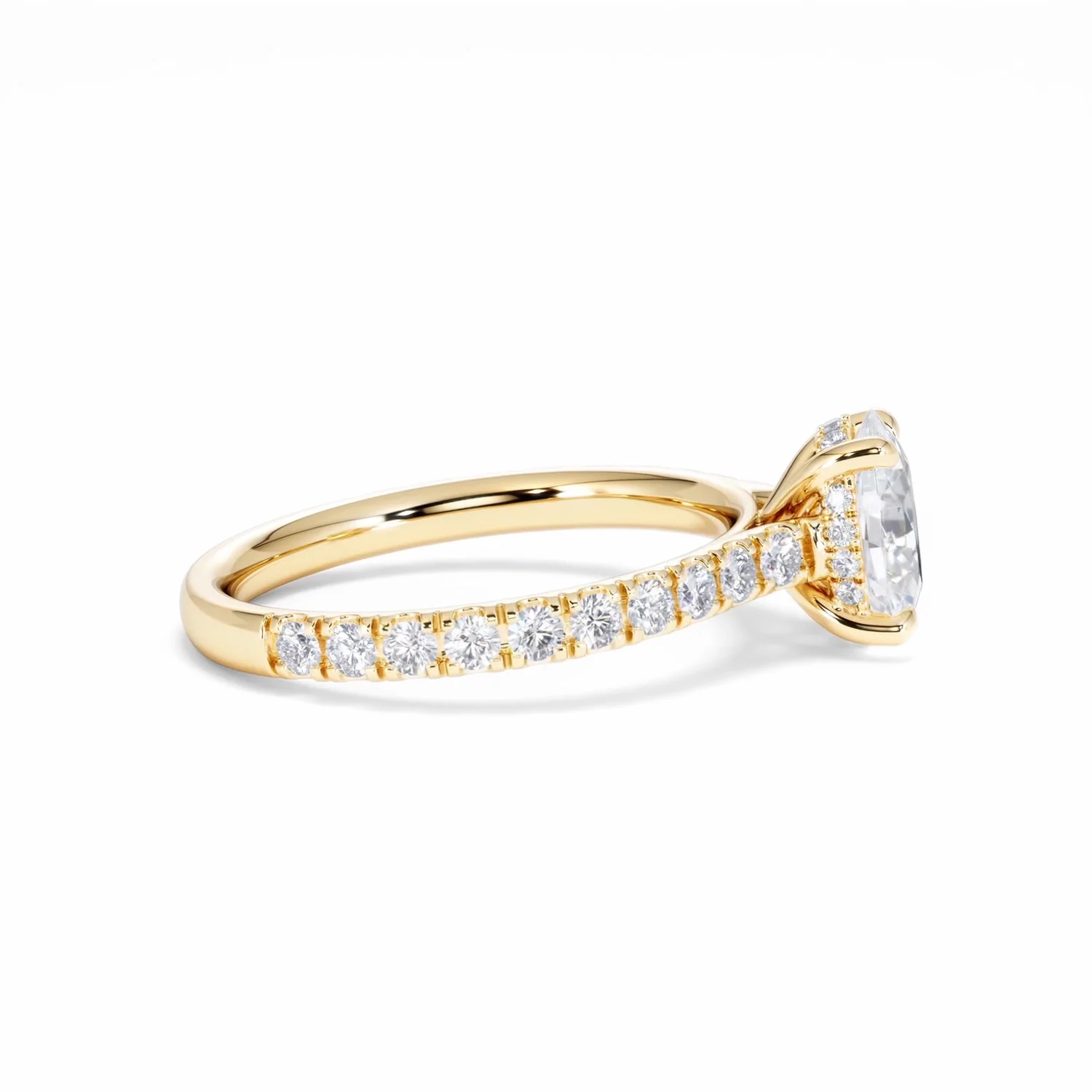 Amora Oval 1.00ct Hidden Halo Diamond Engagement Ring With Side Stones Set in 18K Gold - Image 29