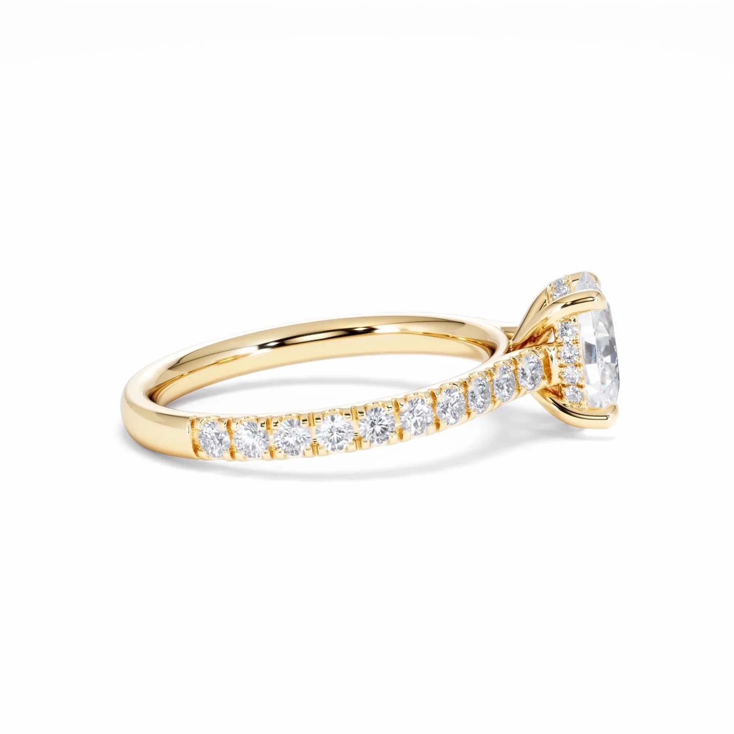 Amora Oval 1.00ct Hidden Halo Diamond Engagement Ring With Side Stones Set in 18K Gold - Image 30