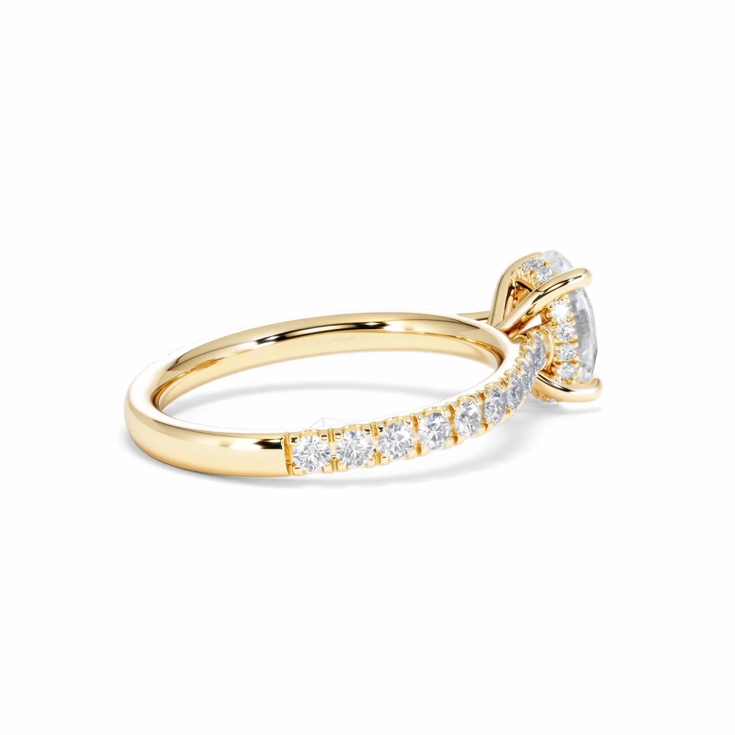 Amora Oval 1.00ct Hidden Halo Diamond Engagement Ring With Side Stones Set in 18K Gold - Image 36