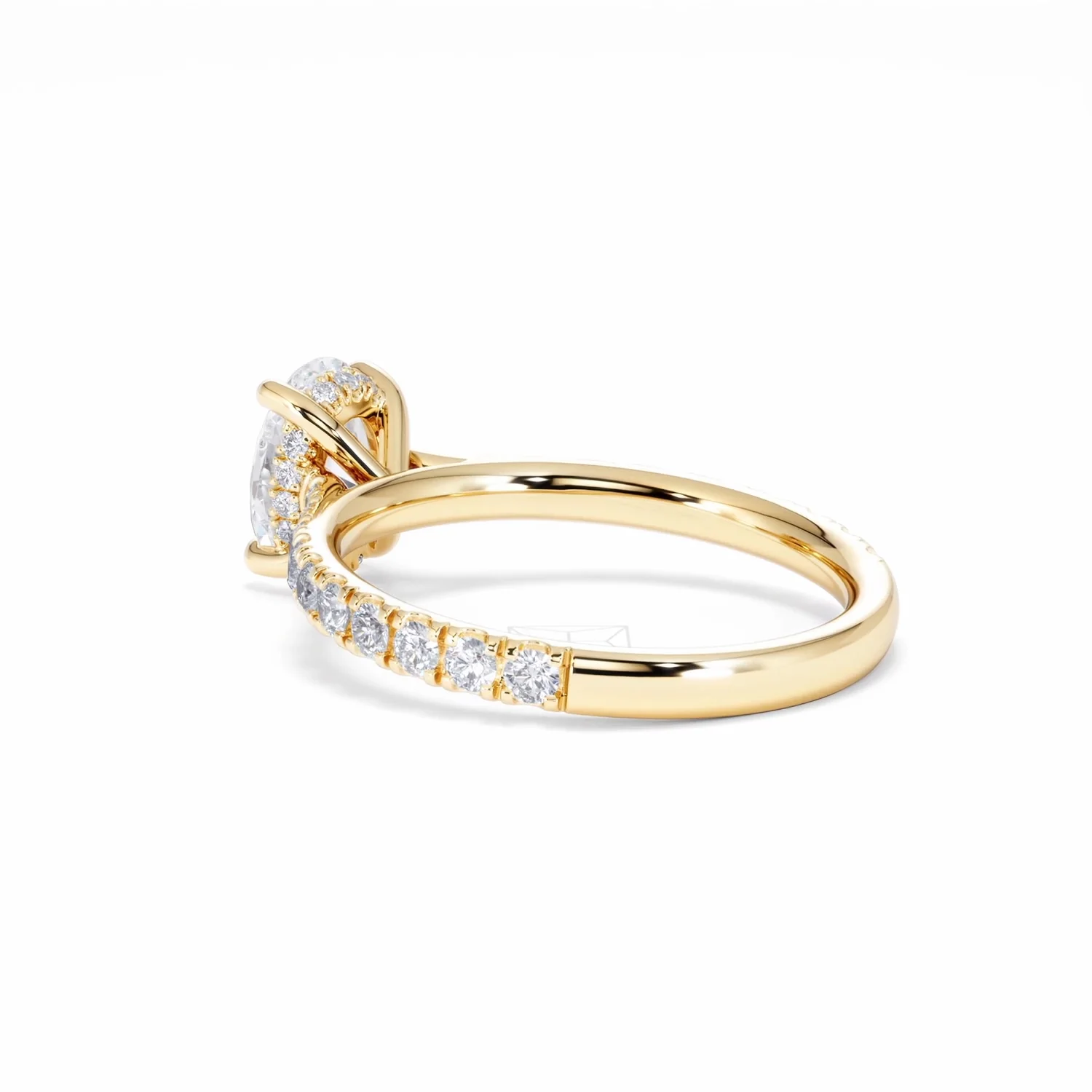 Amora Oval 1.00ct Hidden Halo Diamond Engagement Ring With Side Stones Set in 18K Gold - Image 60