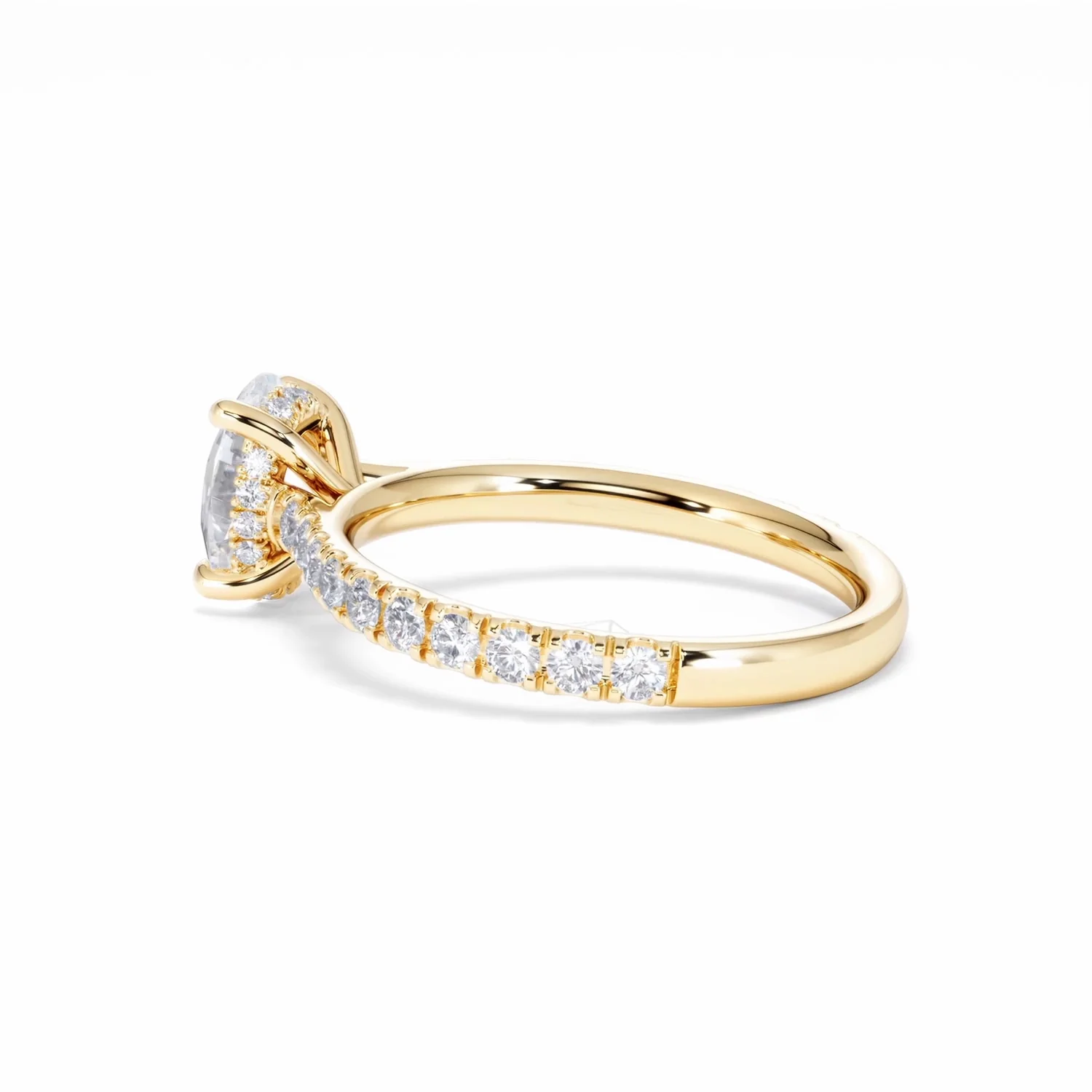 Amora Oval 1.00ct Hidden Halo Diamond Engagement Ring With Side Stones Set in 18K Gold - Image 64