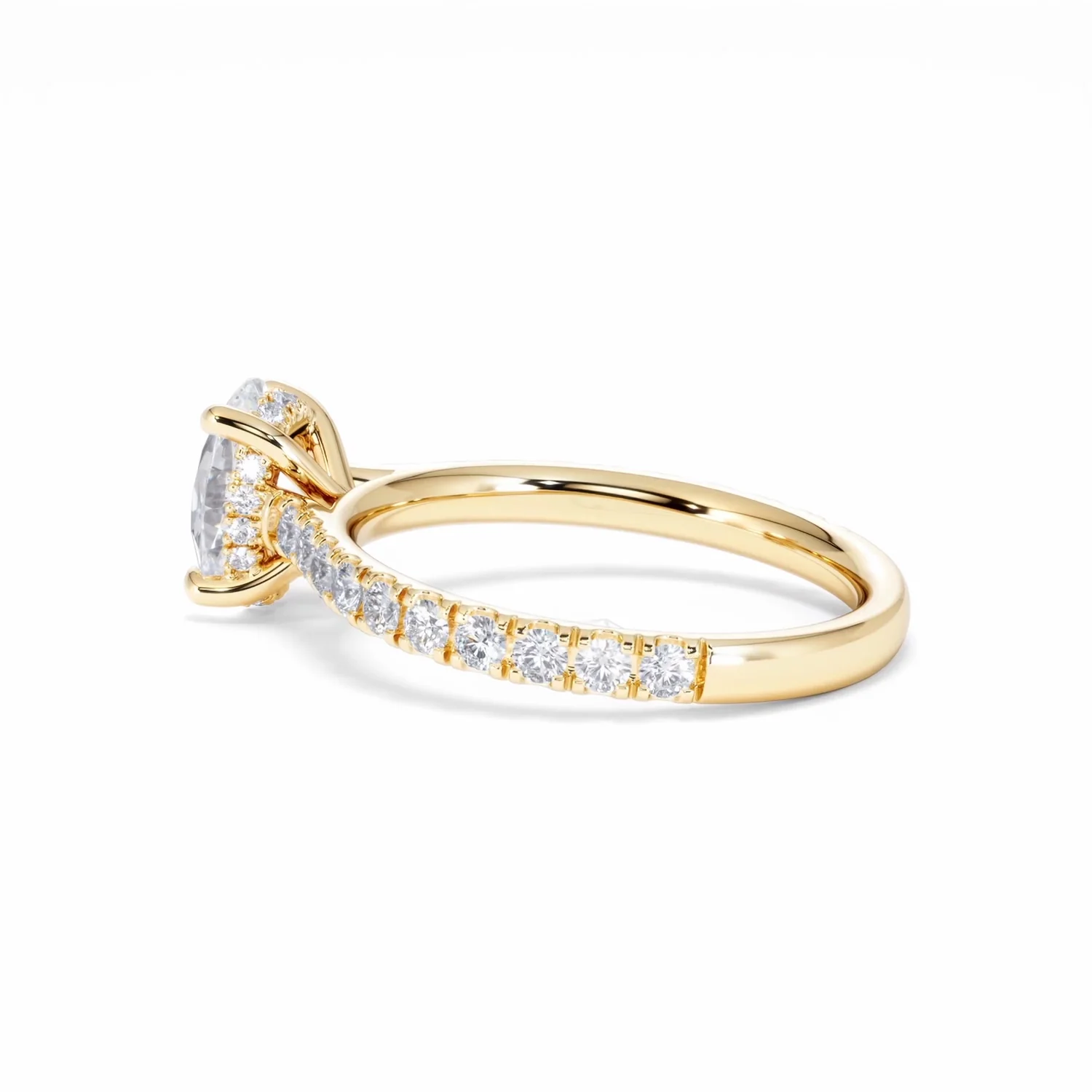 Amora Oval 1.00ct Hidden Halo Diamond Engagement Ring With Side Stones Set in 18K Gold - Image 65