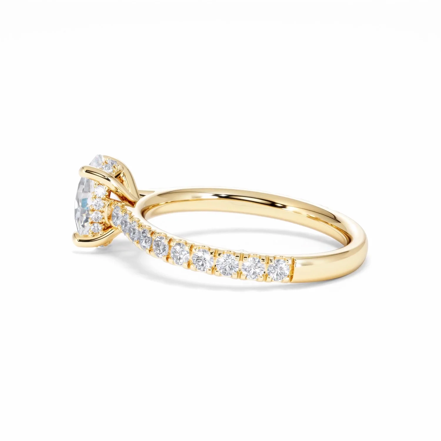 Amora Oval 1.00ct Hidden Halo Diamond Engagement Ring With Side Stones Set in 18K Gold - Image 66