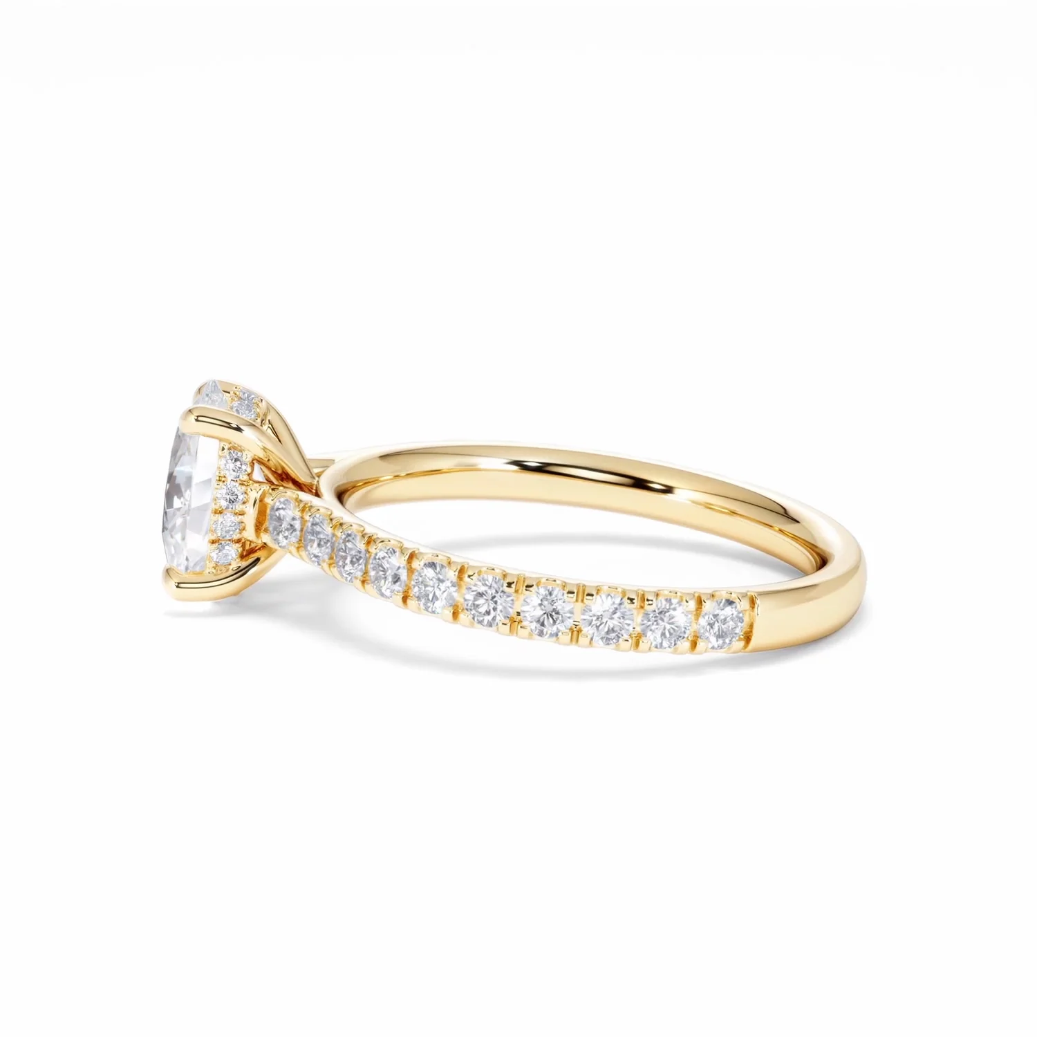 Amora Oval 1.00ct Hidden Halo Diamond Engagement Ring With Side Stones Set in 18K Gold - Image 69