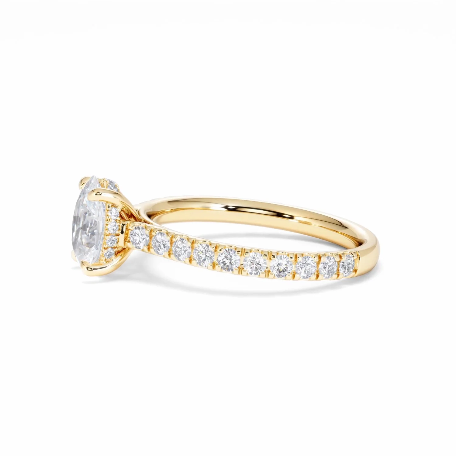 Amora Oval 1.00ct Hidden Halo Diamond Engagement Ring With Side Stones Set in 18K Gold - Image 73