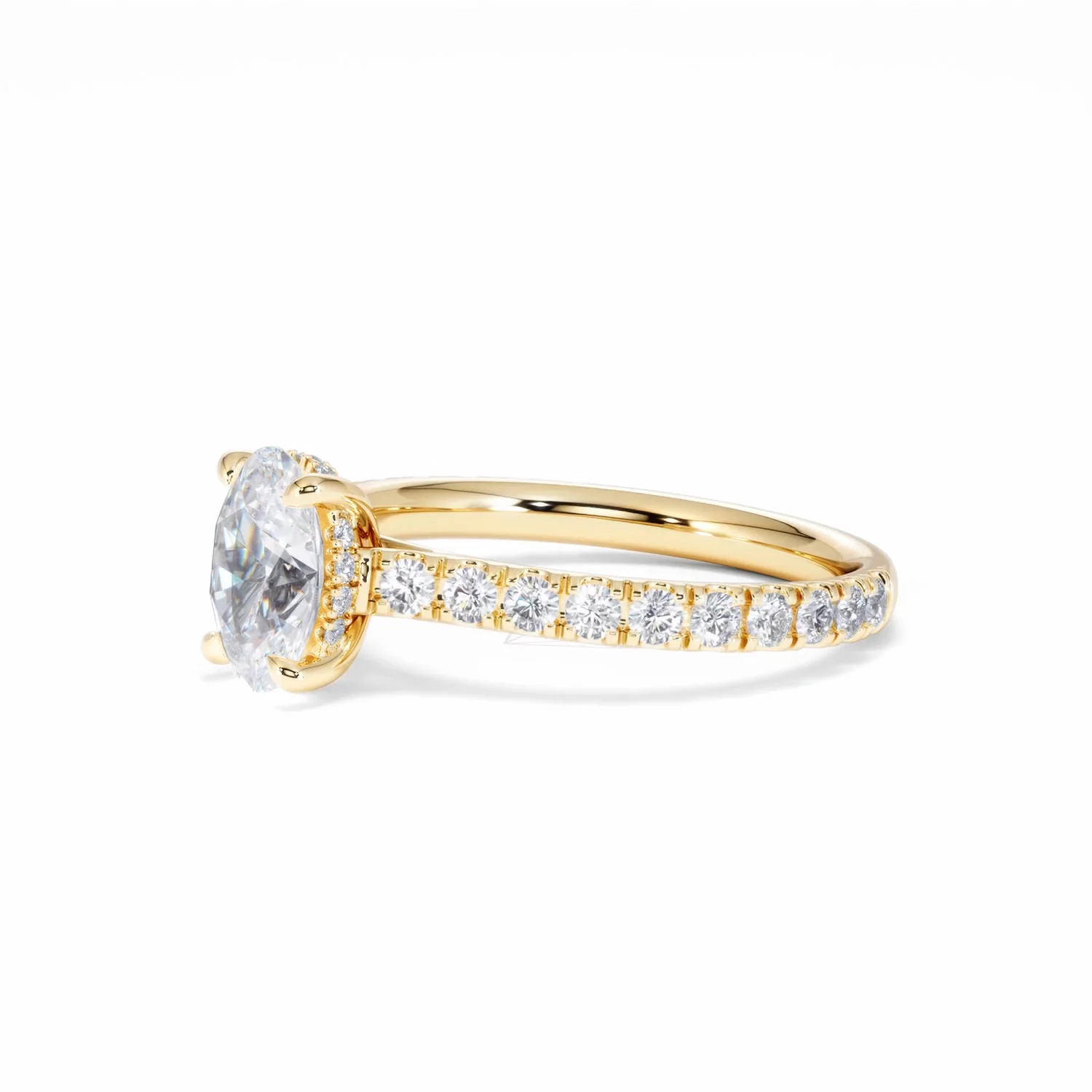 Amora Oval 1.00ct Hidden Halo Diamond Engagement Ring With Side Stones Set in 18K Gold - Image 78