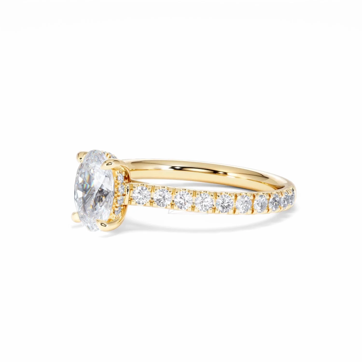 Amora Oval 1.00ct Hidden Halo Diamond Engagement Ring With Side Stones Set in 18K Gold - Image 79