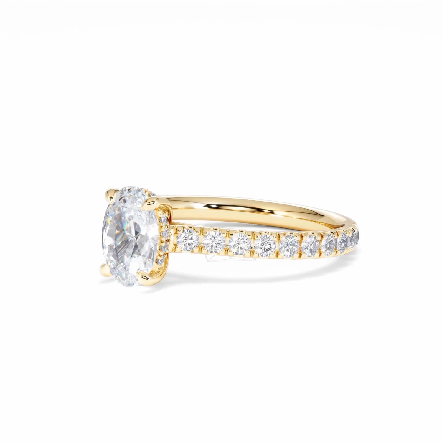 Amora Oval 1.00ct Hidden Halo Diamond Engagement Ring With Side Stones Set in 18K Gold - Image 81