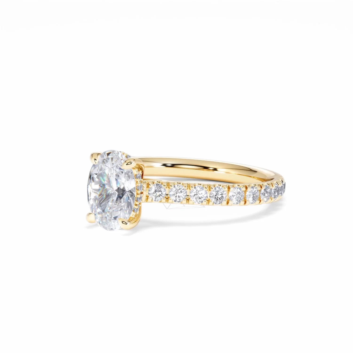 Amora Oval 1.00ct Hidden Halo Diamond Engagement Ring With Side Stones Set in 18K Gold - Image 82