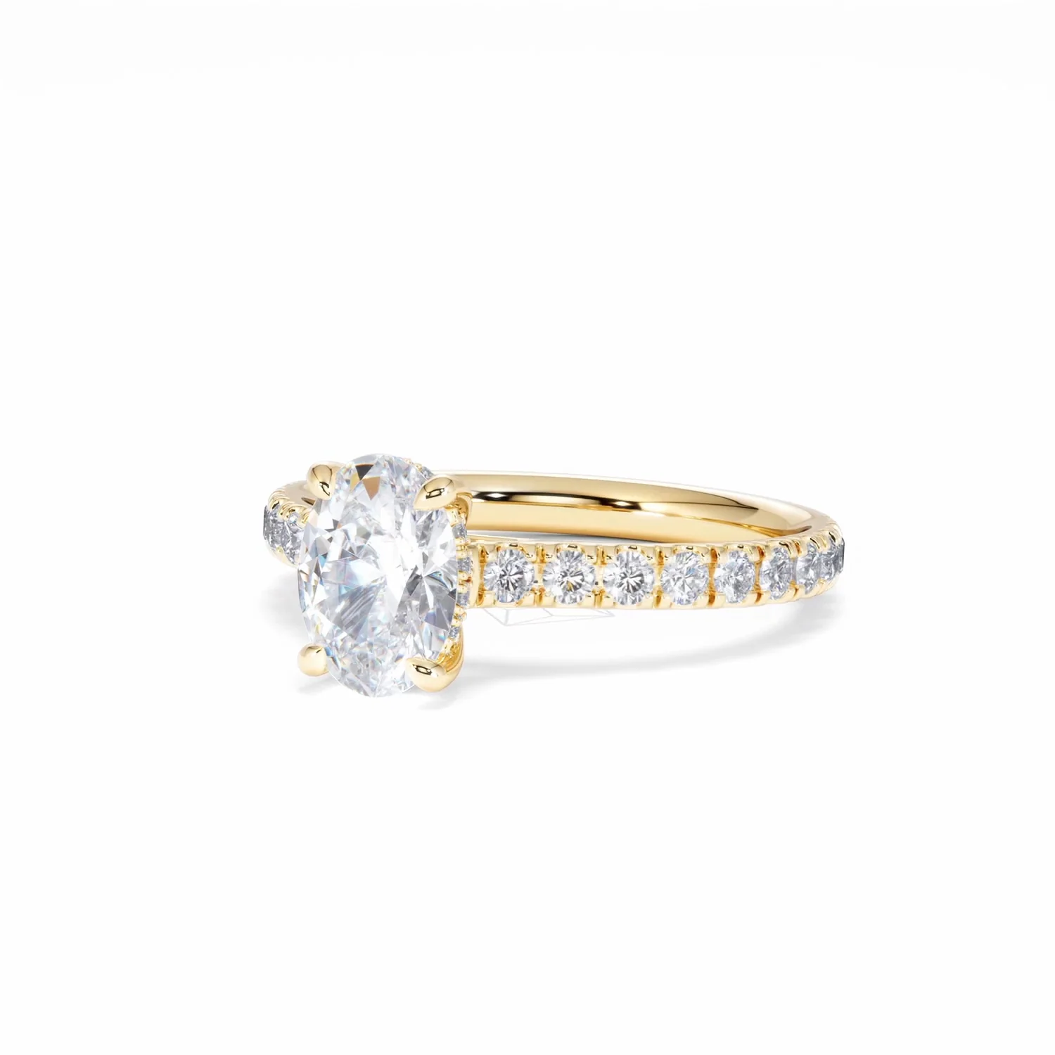 Amora Oval 1.00ct Hidden Halo Diamond Engagement Ring With Side Stones Set in 18K Gold - Image 84