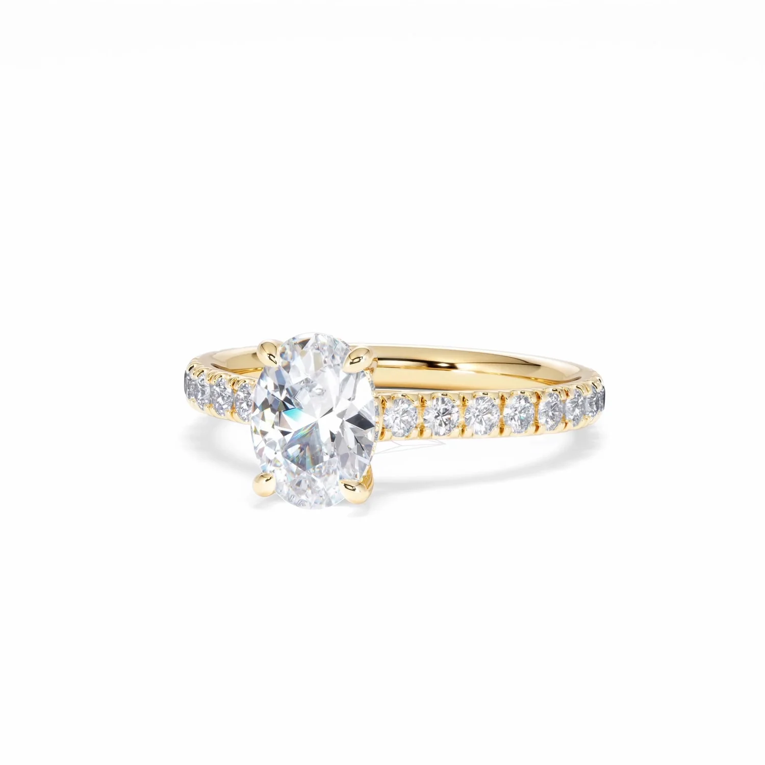 Amora Oval 1.00ct Hidden Halo Diamond Engagement Ring With Side Stones Set in 18K Gold - Image 86