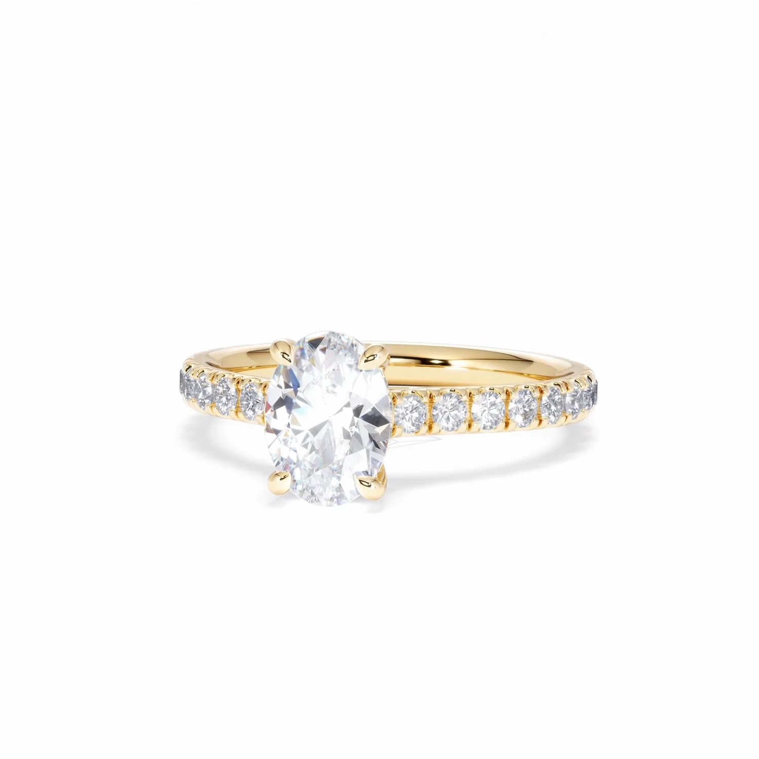 Amora Oval 1.00ct Hidden Halo Diamond Engagement Ring With Side Stones Set in 18K Gold - Image 87