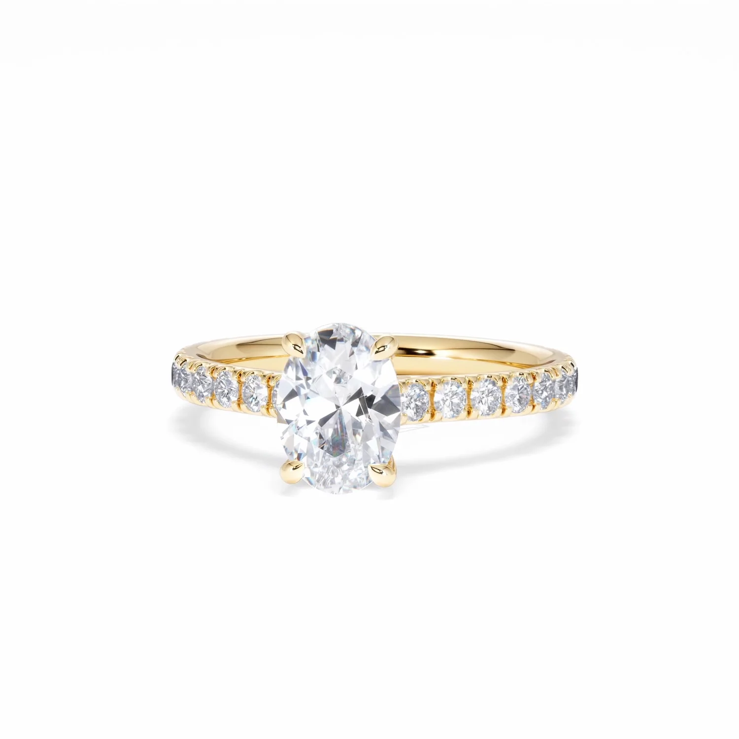 Amora Oval 1.00ct Hidden Halo Diamond Engagement Ring With Side Stones Set in 18K Gold - Image 88