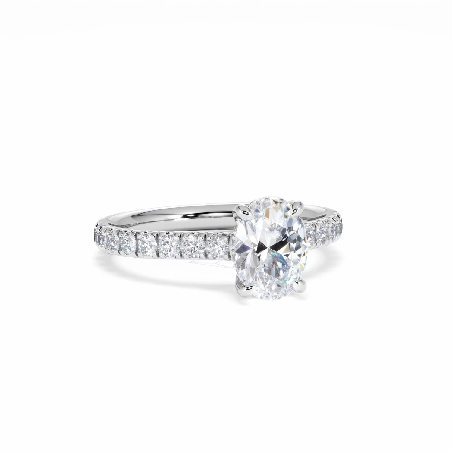 Amora Oval 1.00ct Hidden Halo Diamond Engagement Ring With Side Stones Set in 18K White Gold - Image 14