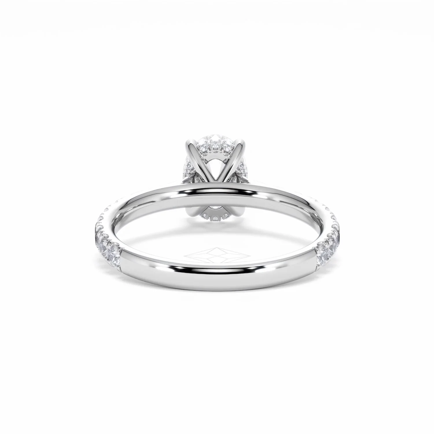 Amora Oval 1.00ct Hidden Halo Diamond Engagement Ring With Side Stones Set in 18K White Gold - Image 50