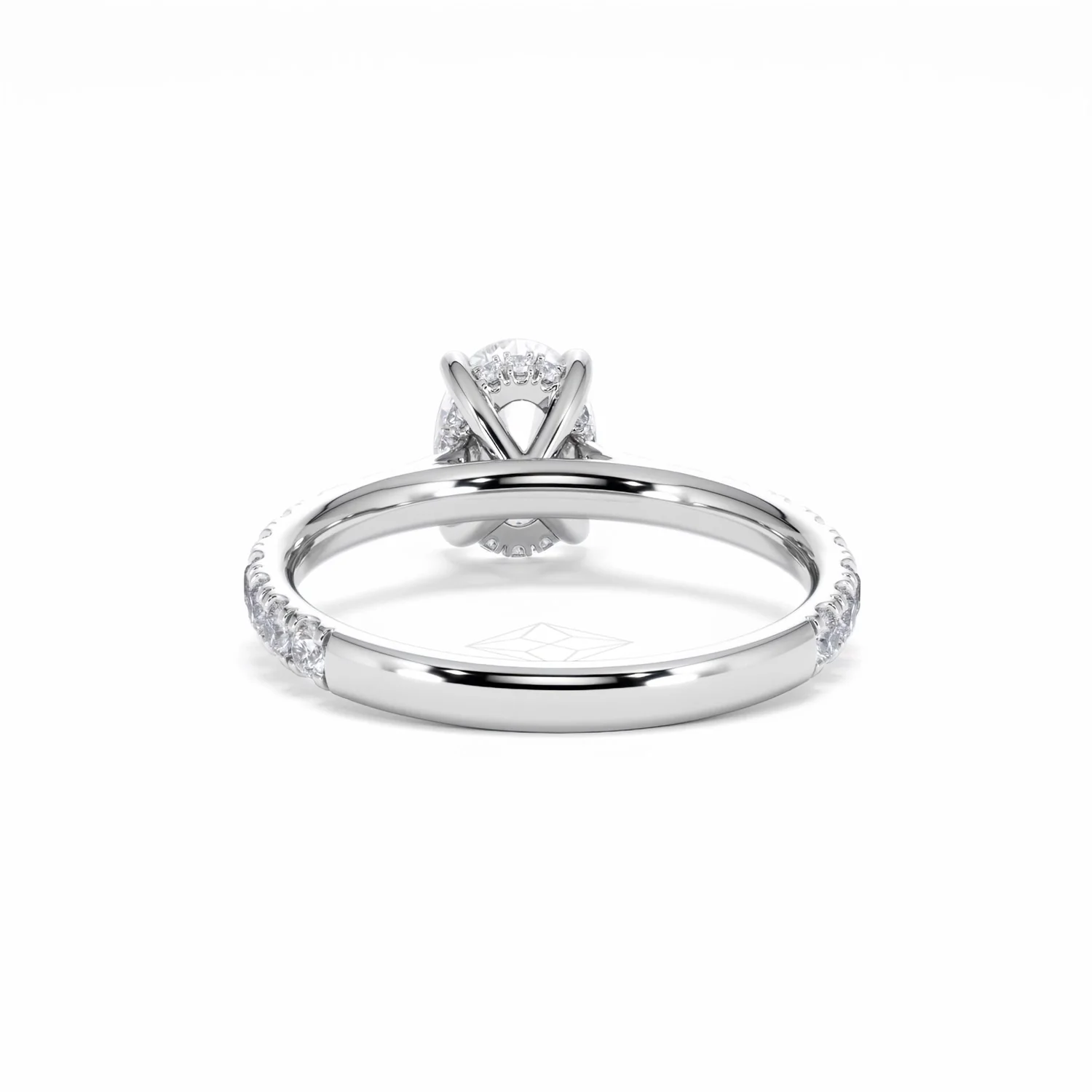 Amora Oval 1.00ct Hidden Halo Diamond Engagement Ring With Side Stones Set in 18K White Gold - Image 51