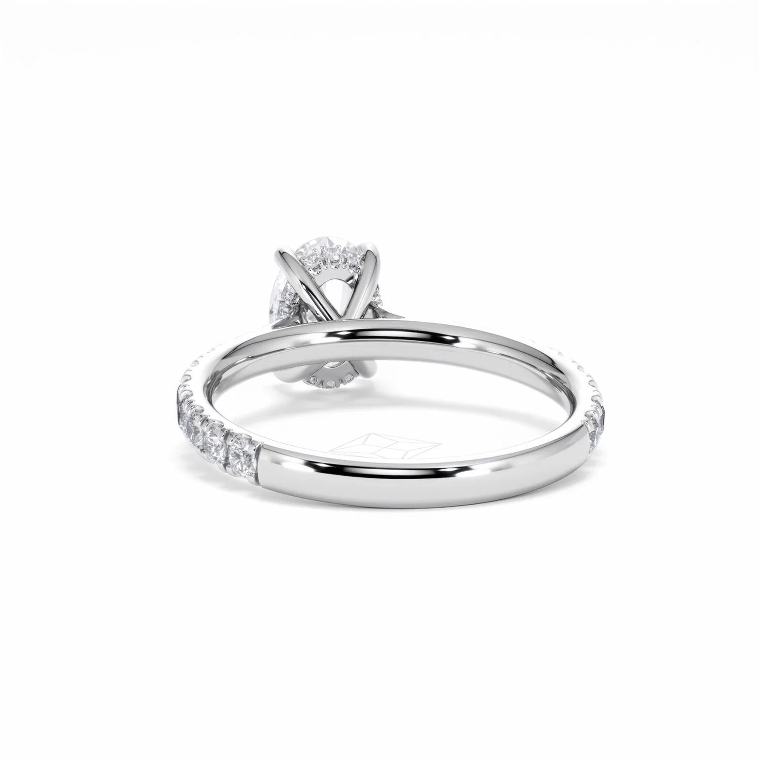 Amora Oval 1.00ct Hidden Halo Diamond Engagement Ring With Side Stones Set in 18K White Gold - Image 53