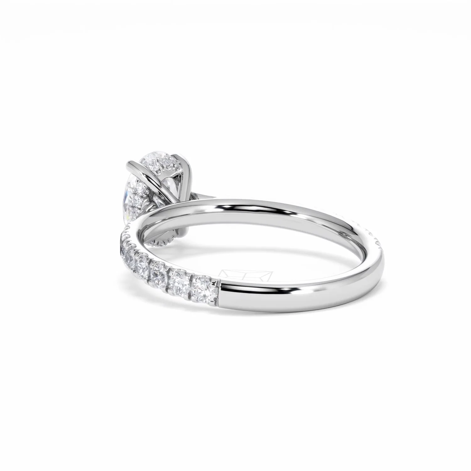 Amora Oval 1.00ct Hidden Halo Diamond Engagement Ring With Side Stones Set in 18K White Gold - Image 58