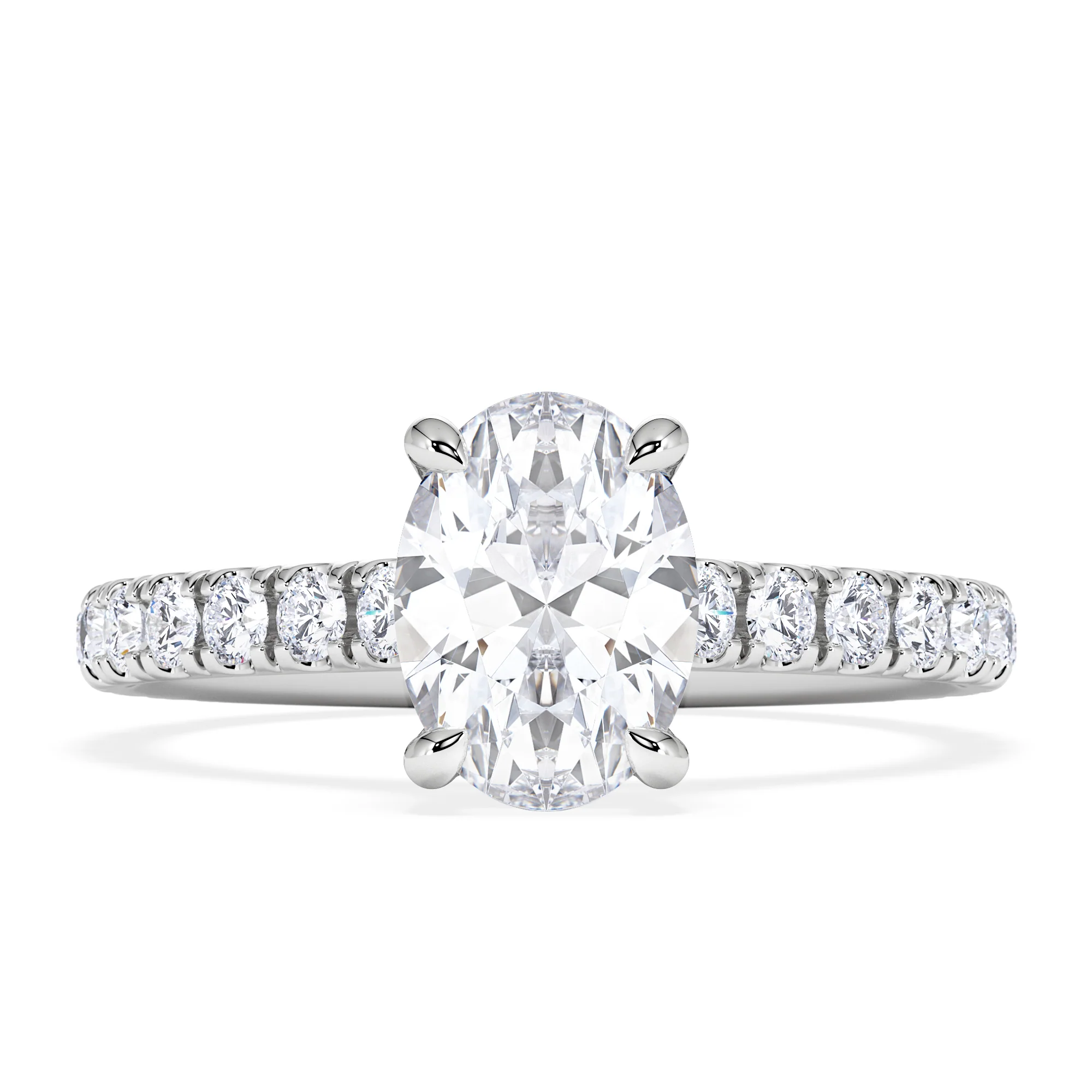 Amora Oval 1.00ct Hidden Halo Diamond Engagement Ring With Side Stones Set in 18K White Gold - Image 7