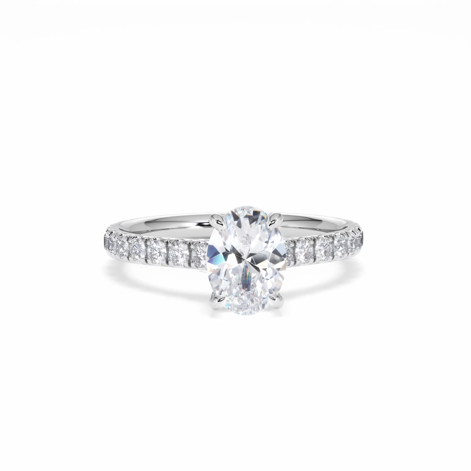 Amora Oval 1.00ct Hidden Halo Diamond Engagement Ring With Side Stones Set in Platinum - Image 11