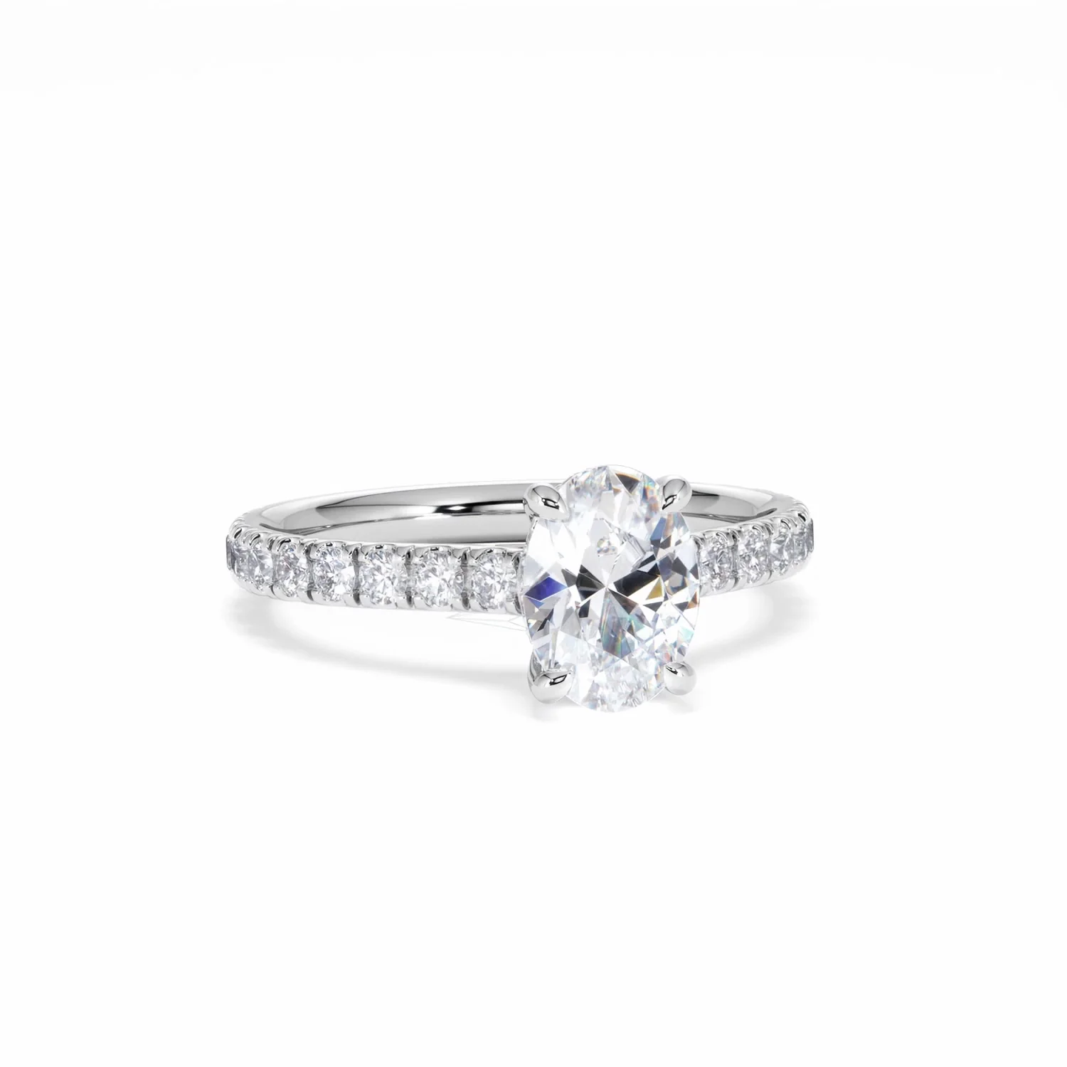 Amora Oval 1.00ct Hidden Halo Diamond Engagement Ring With Side Stones Set in Platinum - Image 13