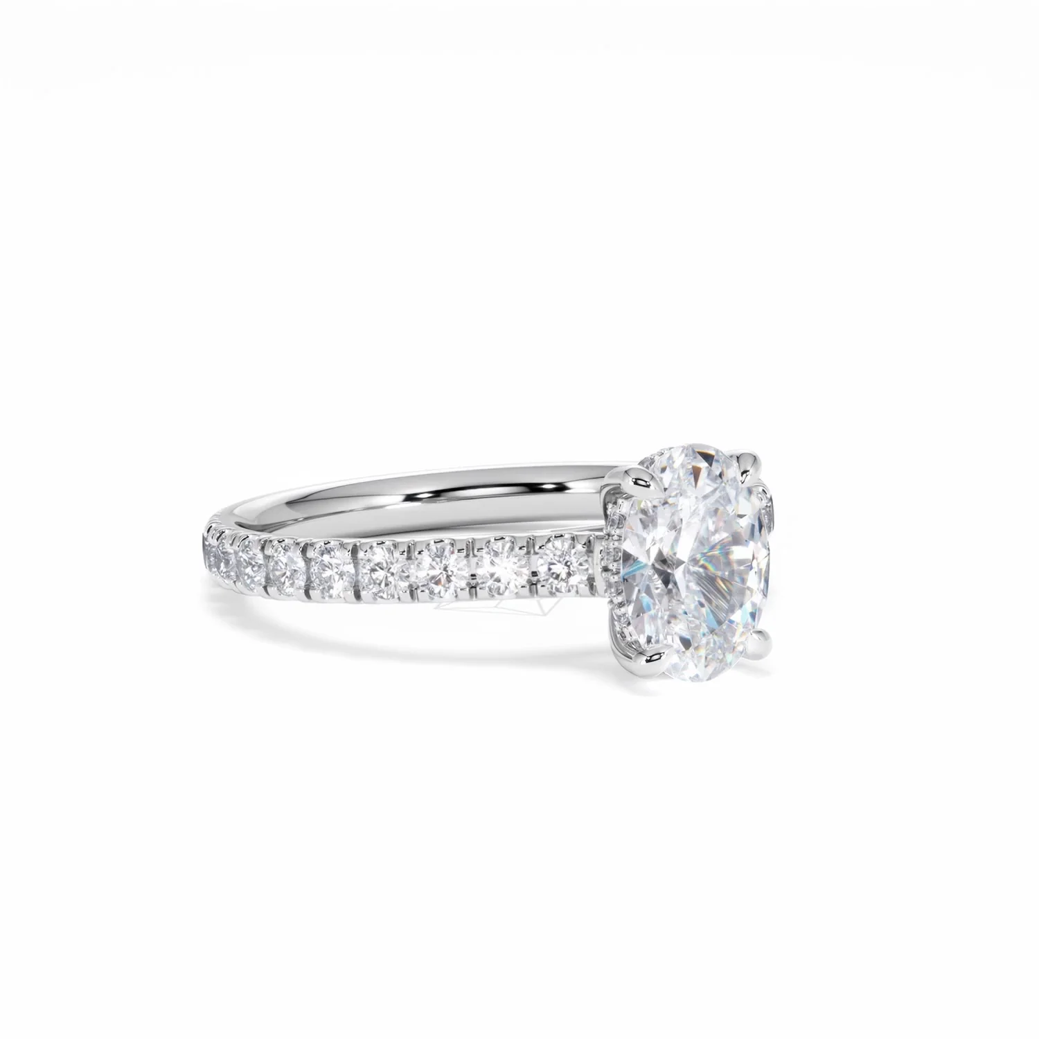 Amora Oval 1.00ct Hidden Halo Diamond Engagement Ring With Side Stones Set in Platinum - Image 17