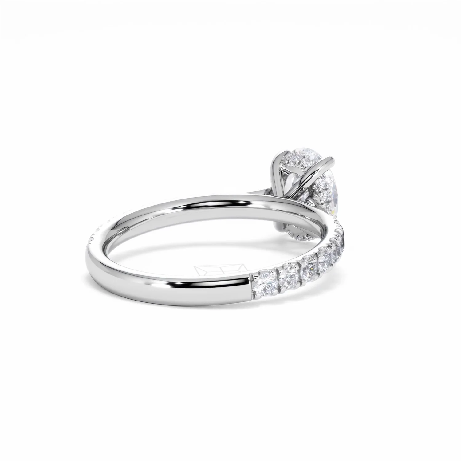 Amora Oval 1.00ct Hidden Halo Diamond Engagement Ring With Side Stones Set in Platinum - Image 42