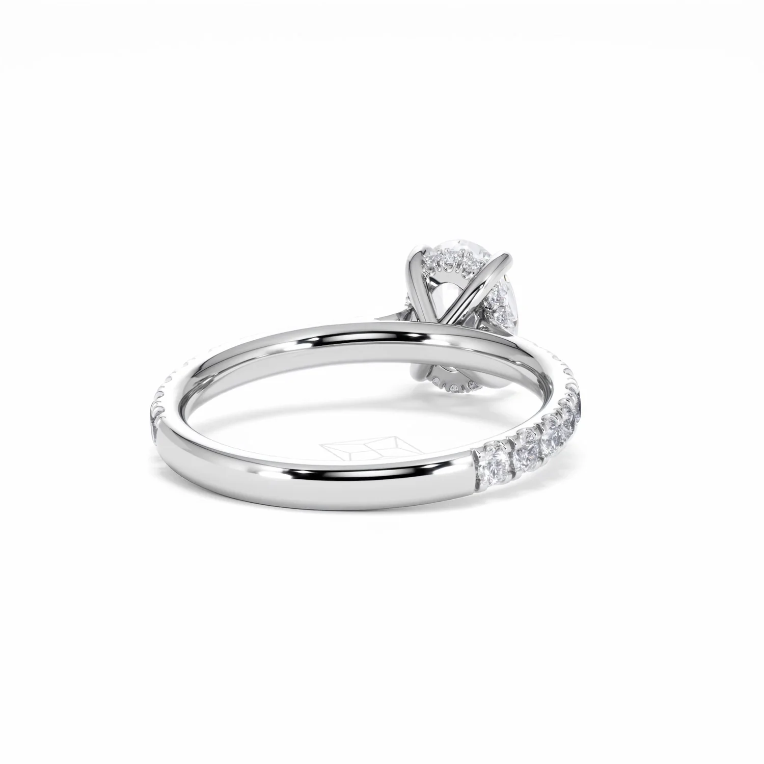 Amora Oval 1.00ct Hidden Halo Diamond Engagement Ring With Side Stones Set in Platinum - Image 45