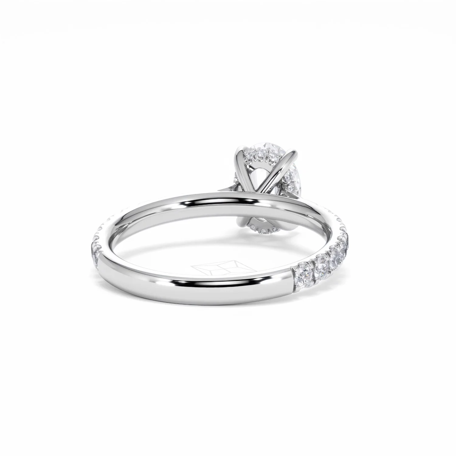 Amora Oval 1.00ct Hidden Halo Diamond Engagement Ring With Side Stones Set in Platinum - Image 46