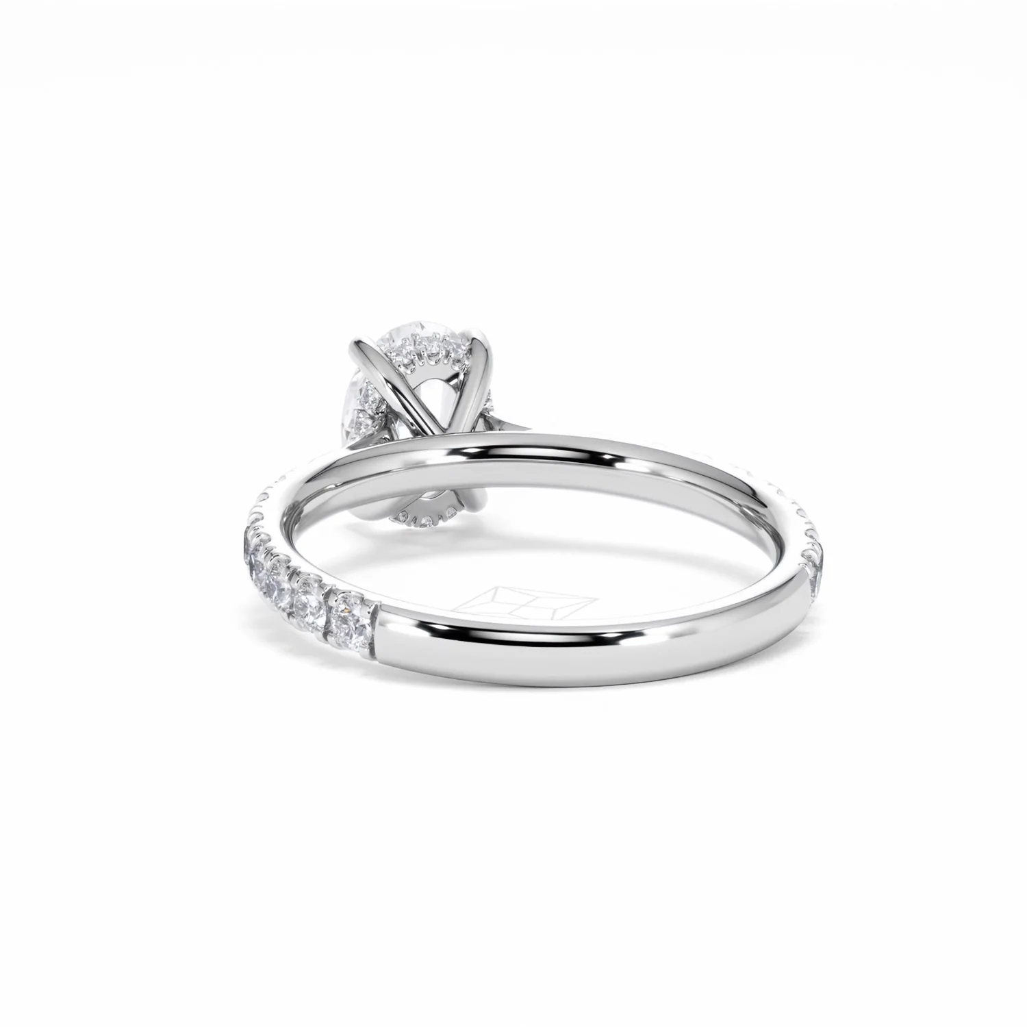 Amora Oval 1.00ct Hidden Halo Diamond Engagement Ring With Side Stones Set in Platinum - Image 54