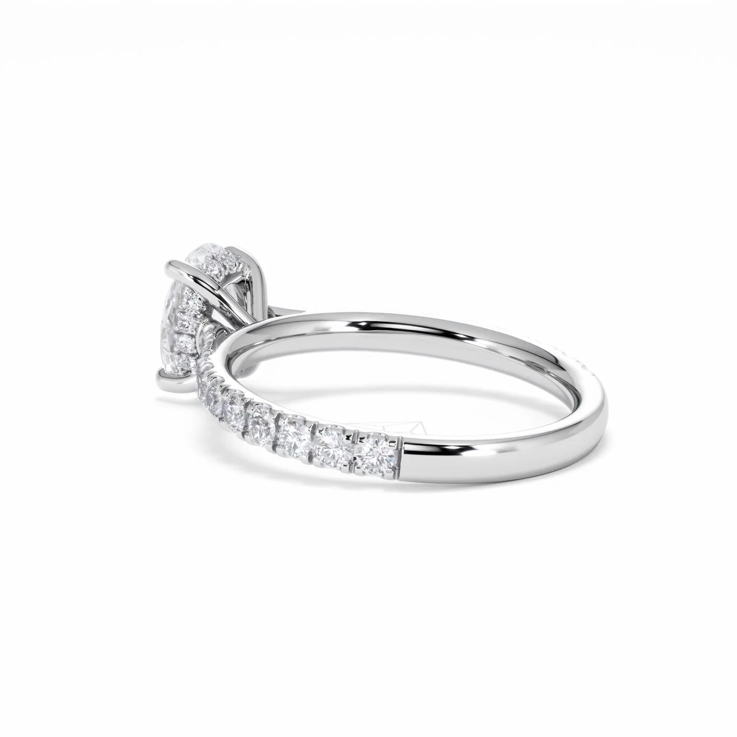 Amora Oval 1.00ct Hidden Halo Diamond Engagement Ring With Side Stones Set in Platinum - Image 61