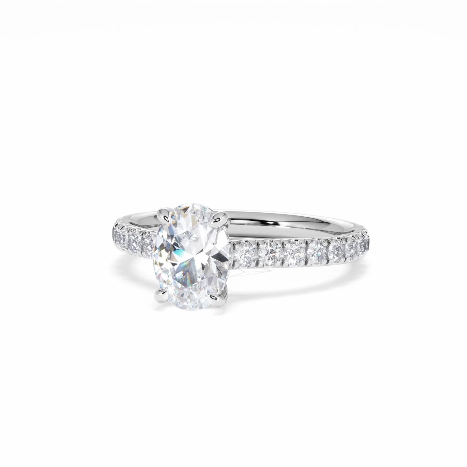 Amora Oval 1.00ct Hidden Halo Diamond Engagement Ring With Side Stones Set in Platinum - Image 86