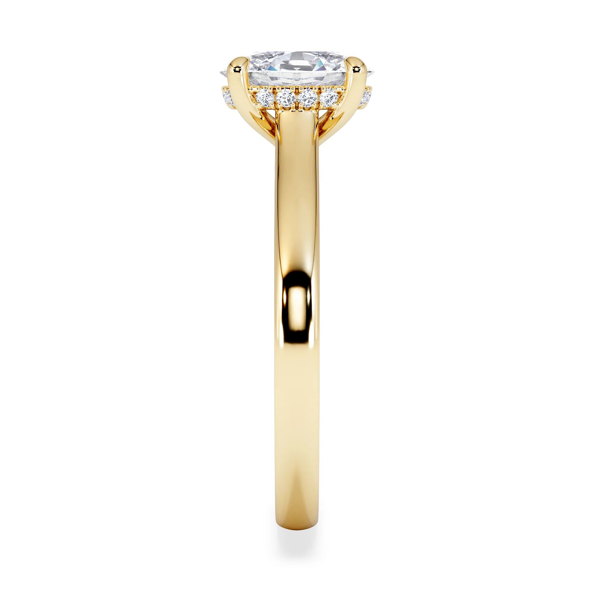 Amora Oval 1.00ct Hidden Halo Lab Diamond Engagement Ring F/VS1 Set in 18K Gold - Image 4