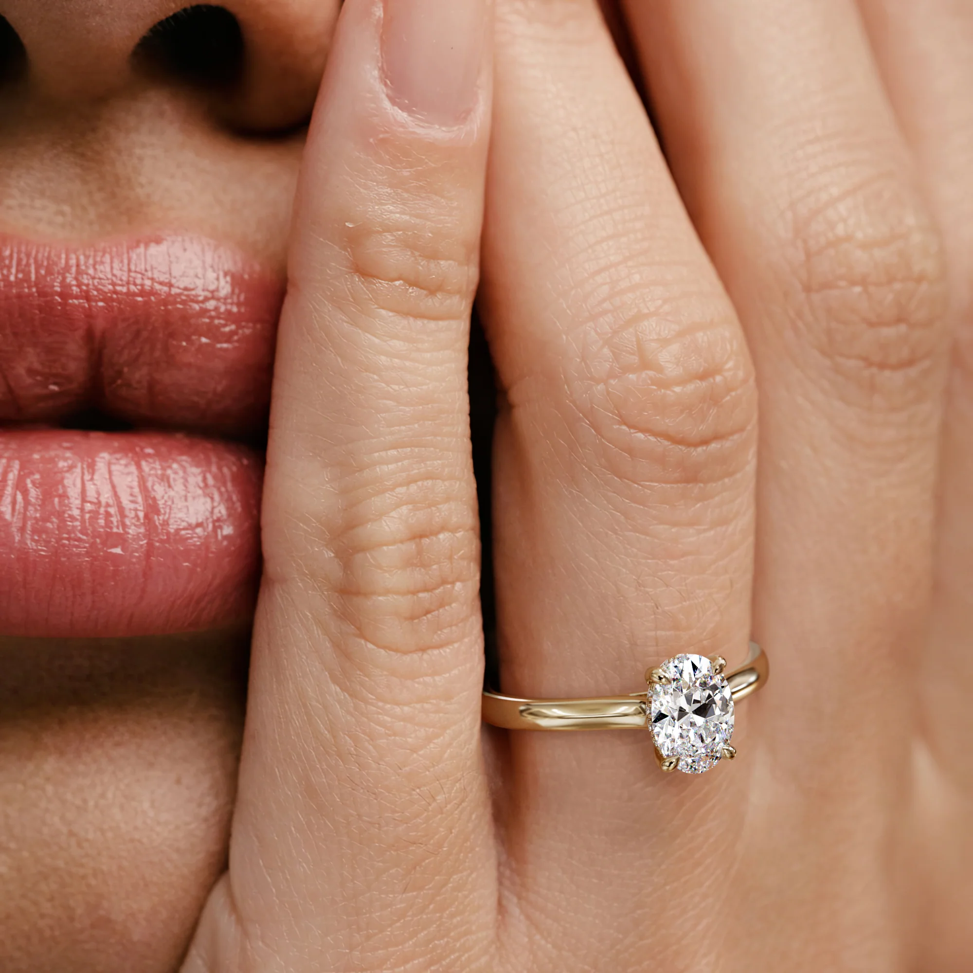 Amora Oval 1.00ct Hidden Halo Lab Diamond Engagement Ring F/VS1 Set in 18K Gold - Image 6