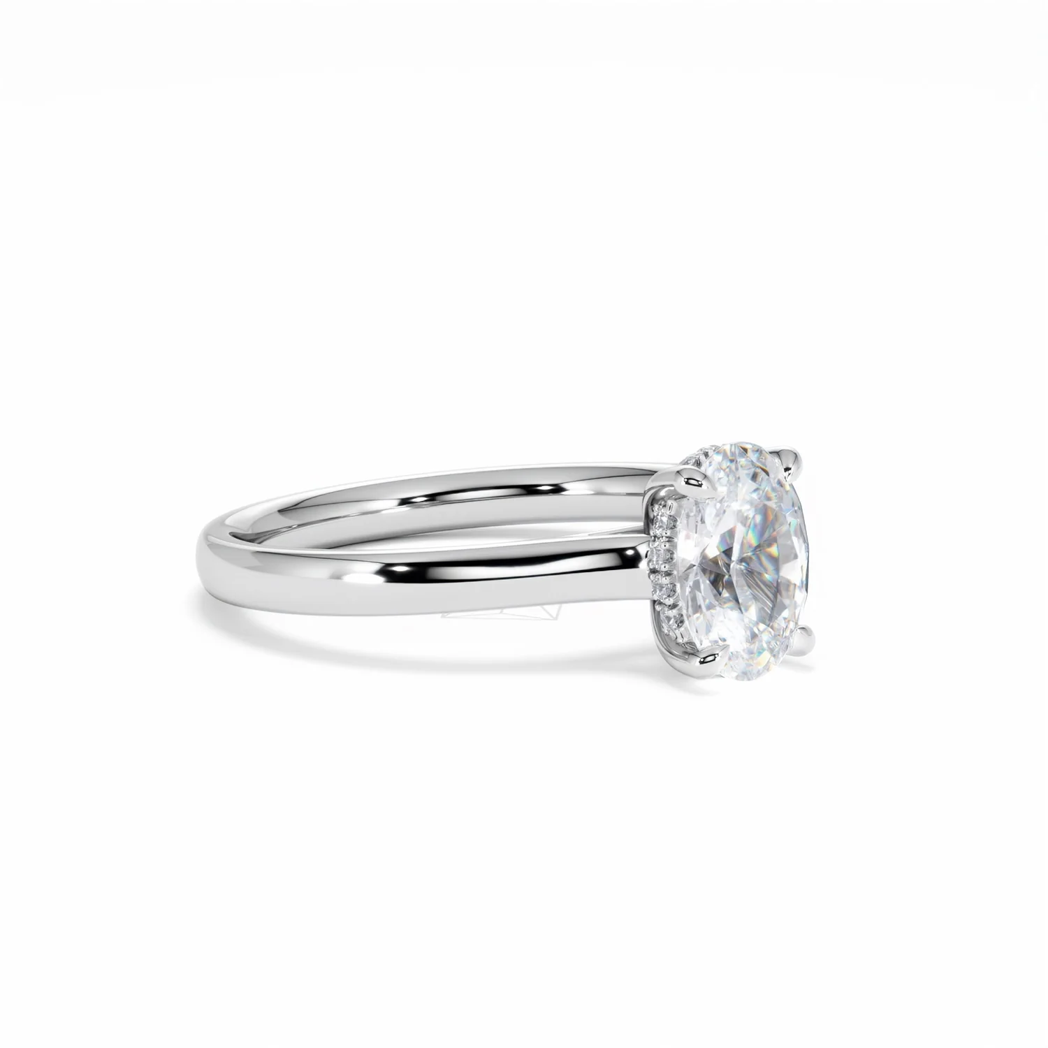 Amora Oval 1.00ct Hidden Halo Lab Diamond Engagement Ring F/VS1 Set in 18K White Gold - Image 19