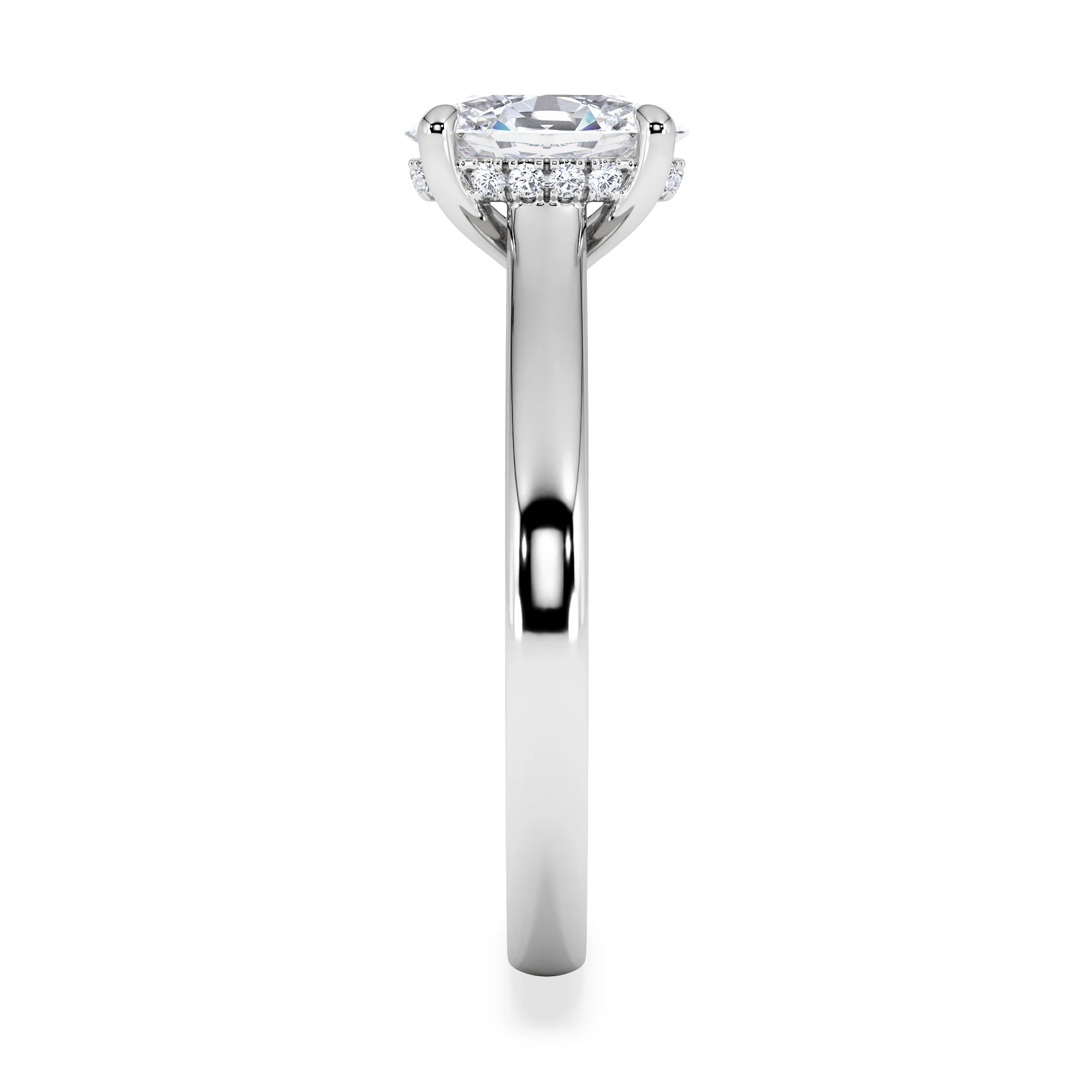 Amora Oval 1.00ct Hidden Halo Lab Diamond Engagement Ring F/VS1 Set in 18K White Gold - Image 4