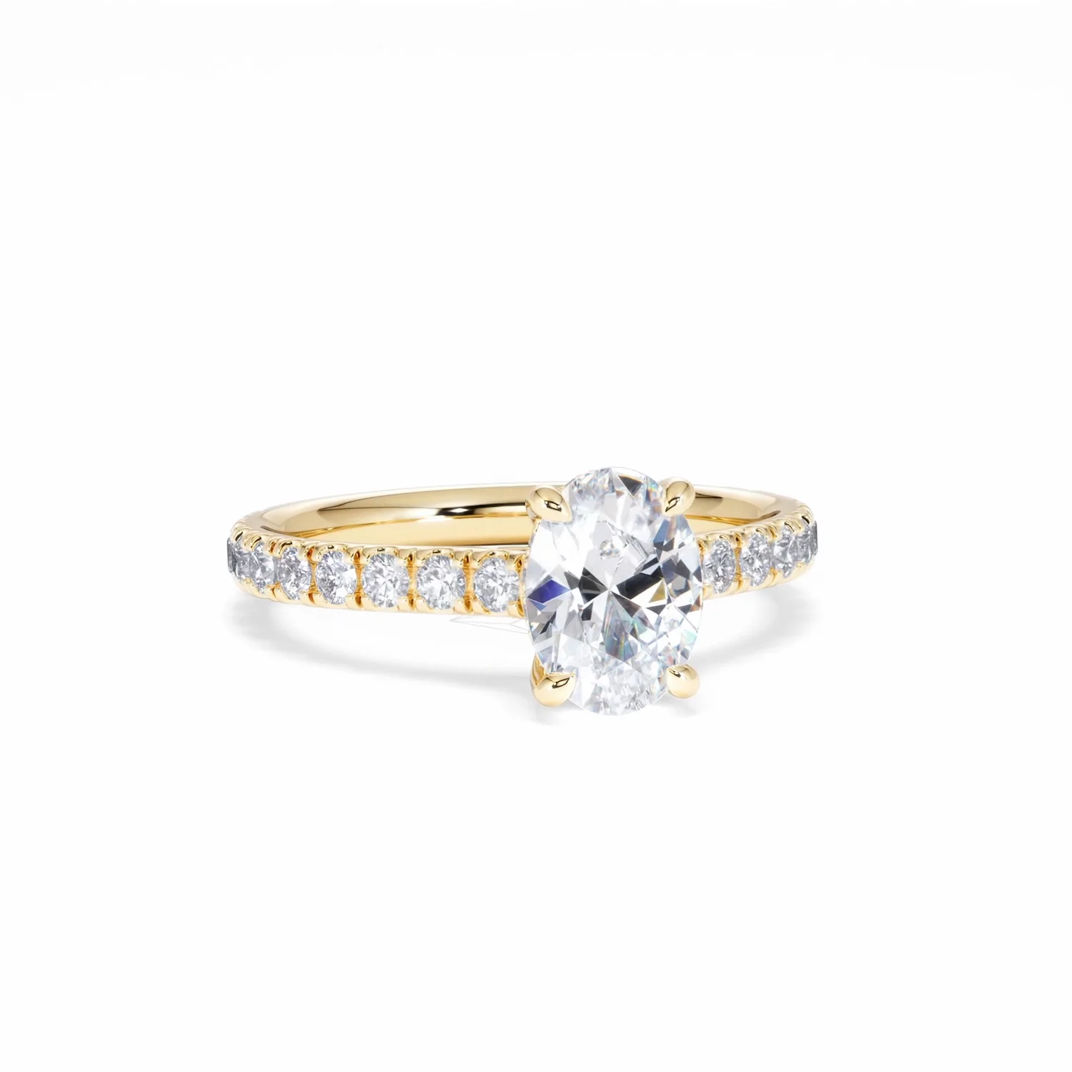 Amora Oval 1.00ct Hidden Halo Lab Diamond Engagement Ring With Side Stones Set in 18K Gold - Image 13