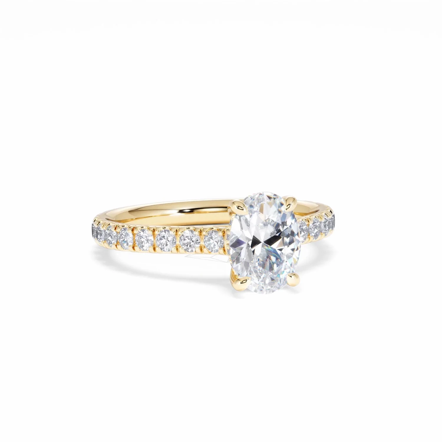 Amora Oval 1.00ct Hidden Halo Lab Diamond Engagement Ring With Side Stones Set in 18K Gold - Image 14