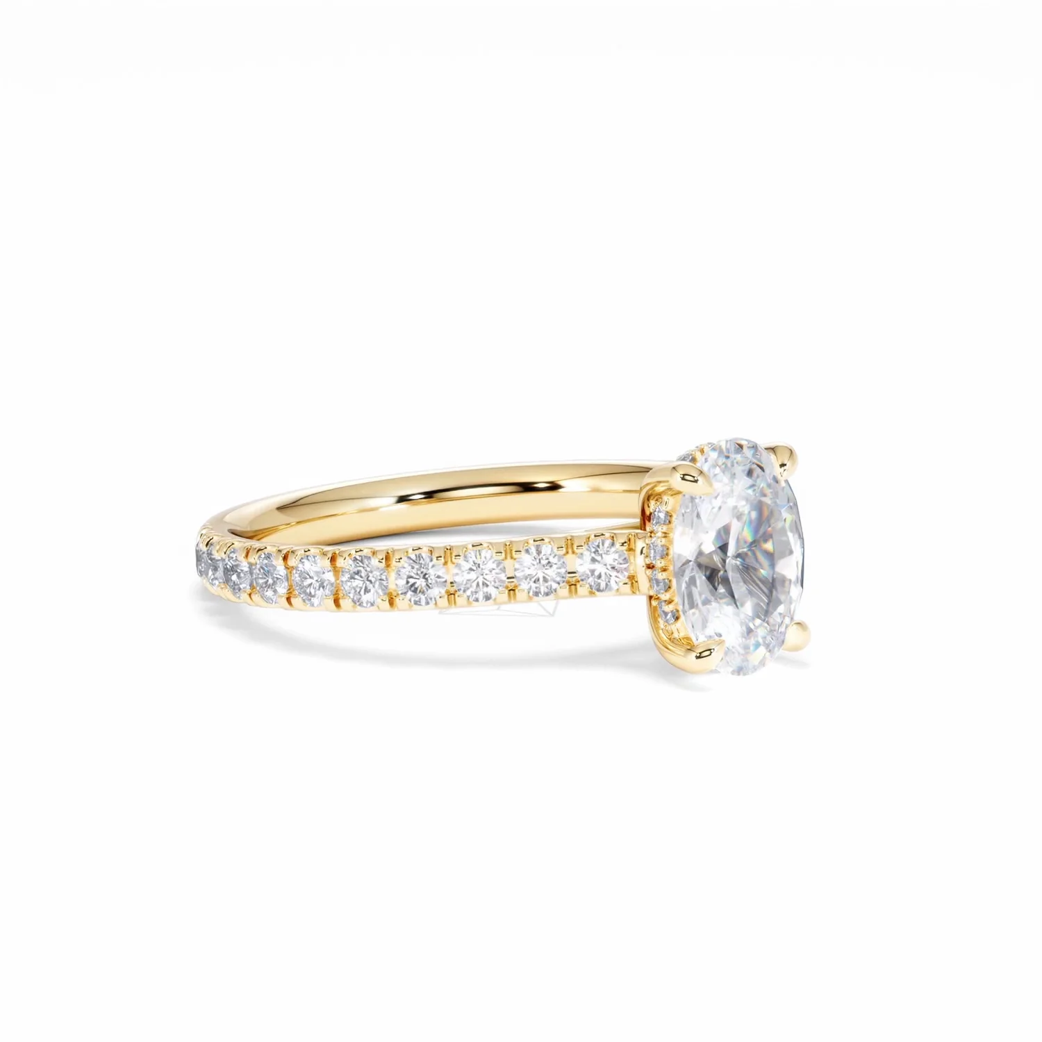 Amora Oval 1.00ct Hidden Halo Lab Diamond Engagement Ring With Side Stones Set in 18K Gold - Image 19