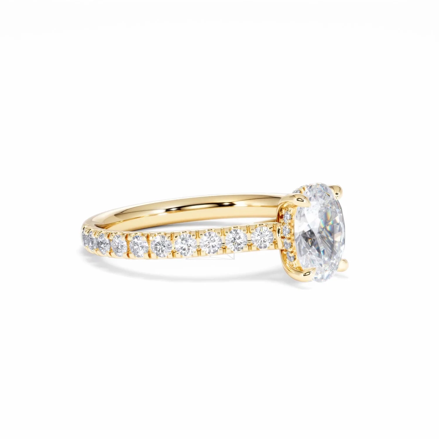 Amora Oval 1.00ct Hidden Halo Lab Diamond Engagement Ring With Side Stones Set in 18K Gold - Image 20