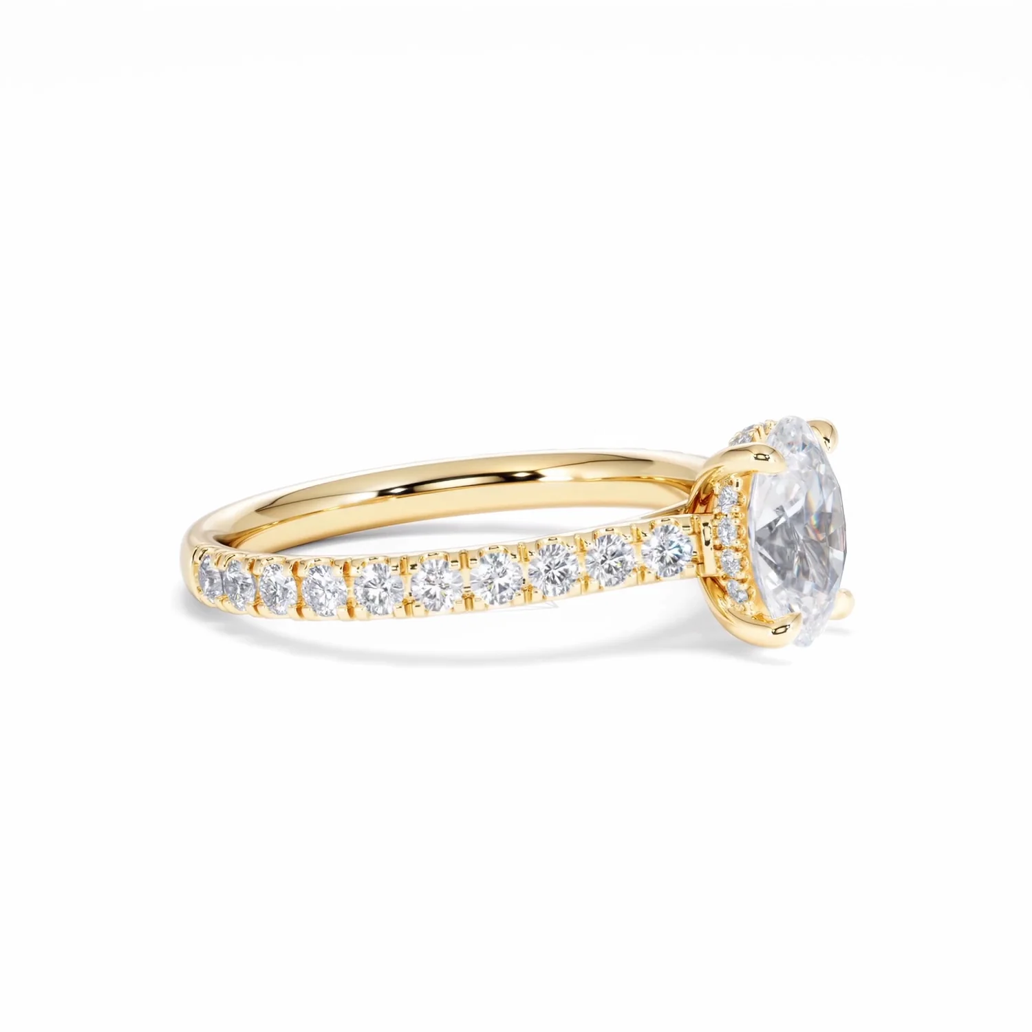 Amora Oval 1.00ct Hidden Halo Lab Diamond Engagement Ring With Side Stones Set in 18K Gold - Image 23