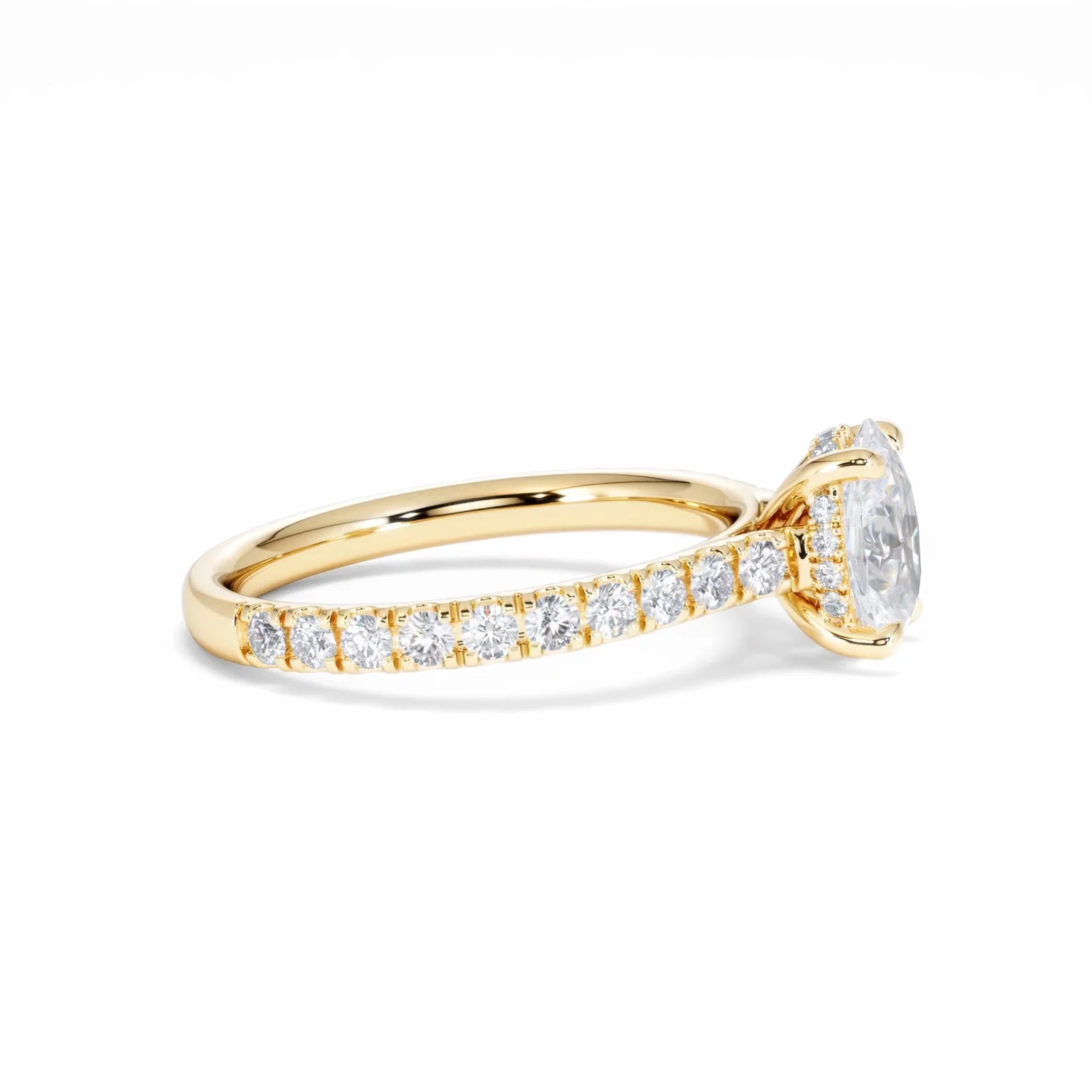 Amora Oval 1.00ct Hidden Halo Lab Diamond Engagement Ring With Side Stones Set in 18K Gold - Image 27