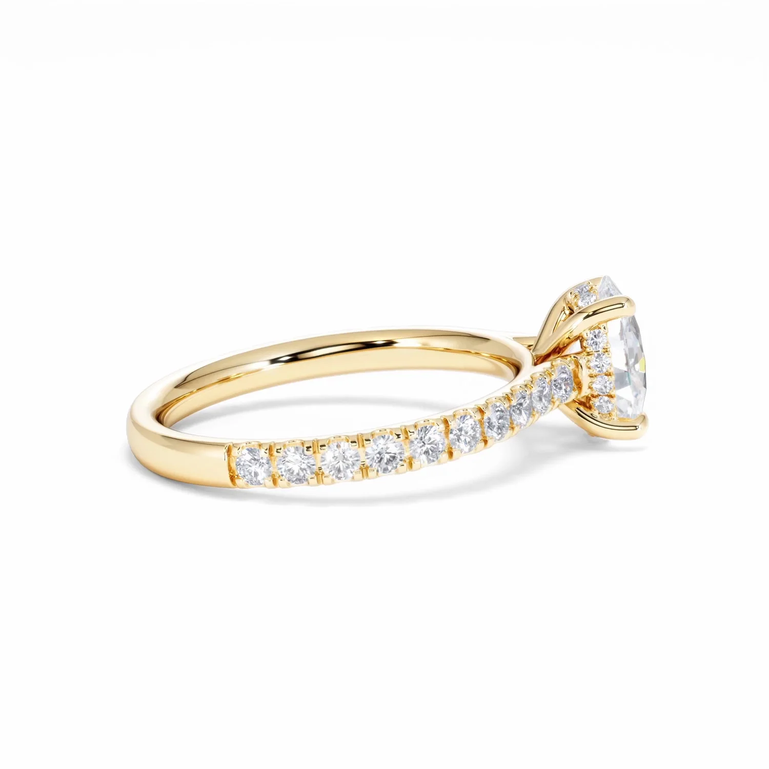 Amora Oval 1.00ct Hidden Halo Lab Diamond Engagement Ring With Side Stones Set in 18K Gold - Image 32