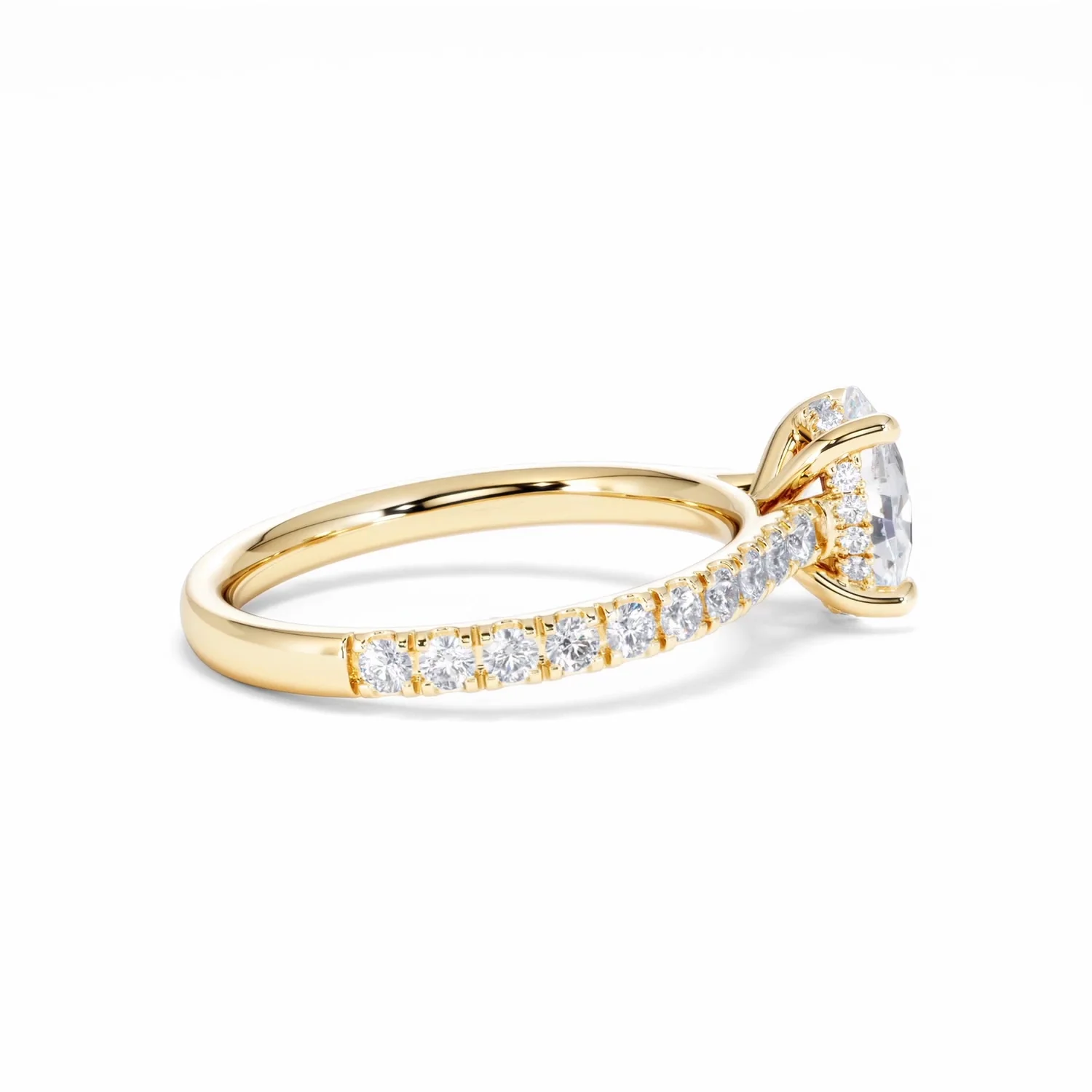 Amora Oval 1.00ct Hidden Halo Lab Diamond Engagement Ring With Side Stones Set in 18K Gold - Image 33