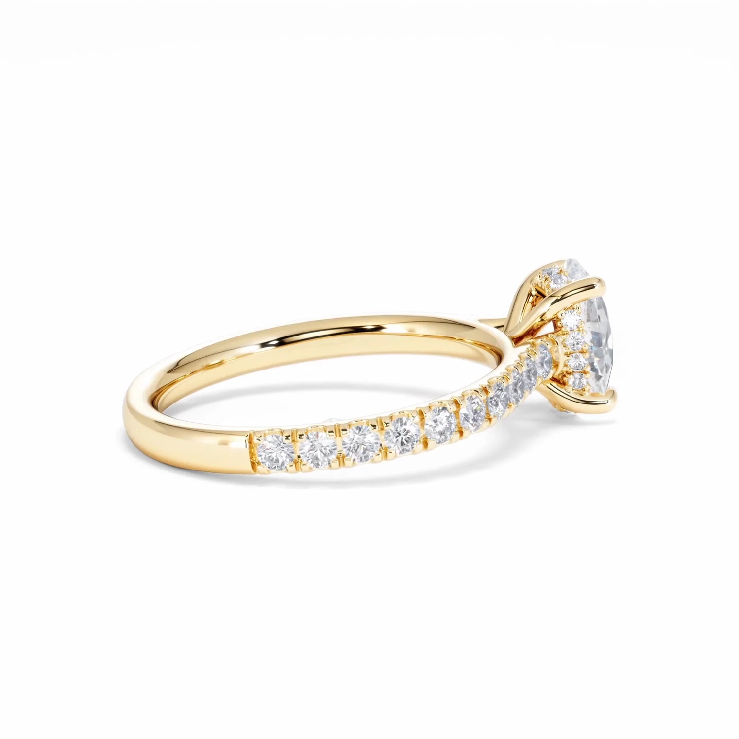 Amora Oval 1.00ct Hidden Halo Lab Diamond Engagement Ring With Side Stones Set in 18K Gold - Image 34