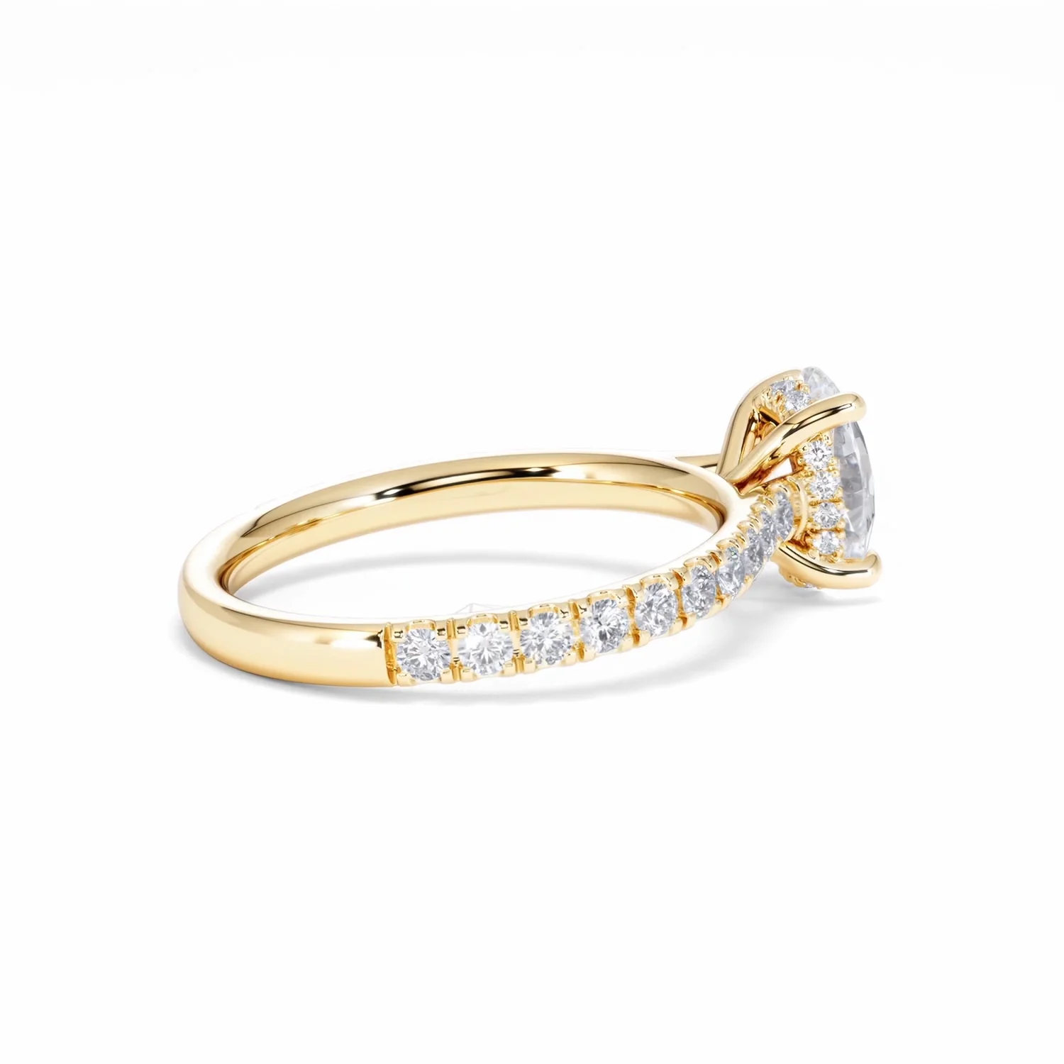 Amora Oval 1.00ct Hidden Halo Lab Diamond Engagement Ring With Side Stones Set in 18K Gold - Image 35
