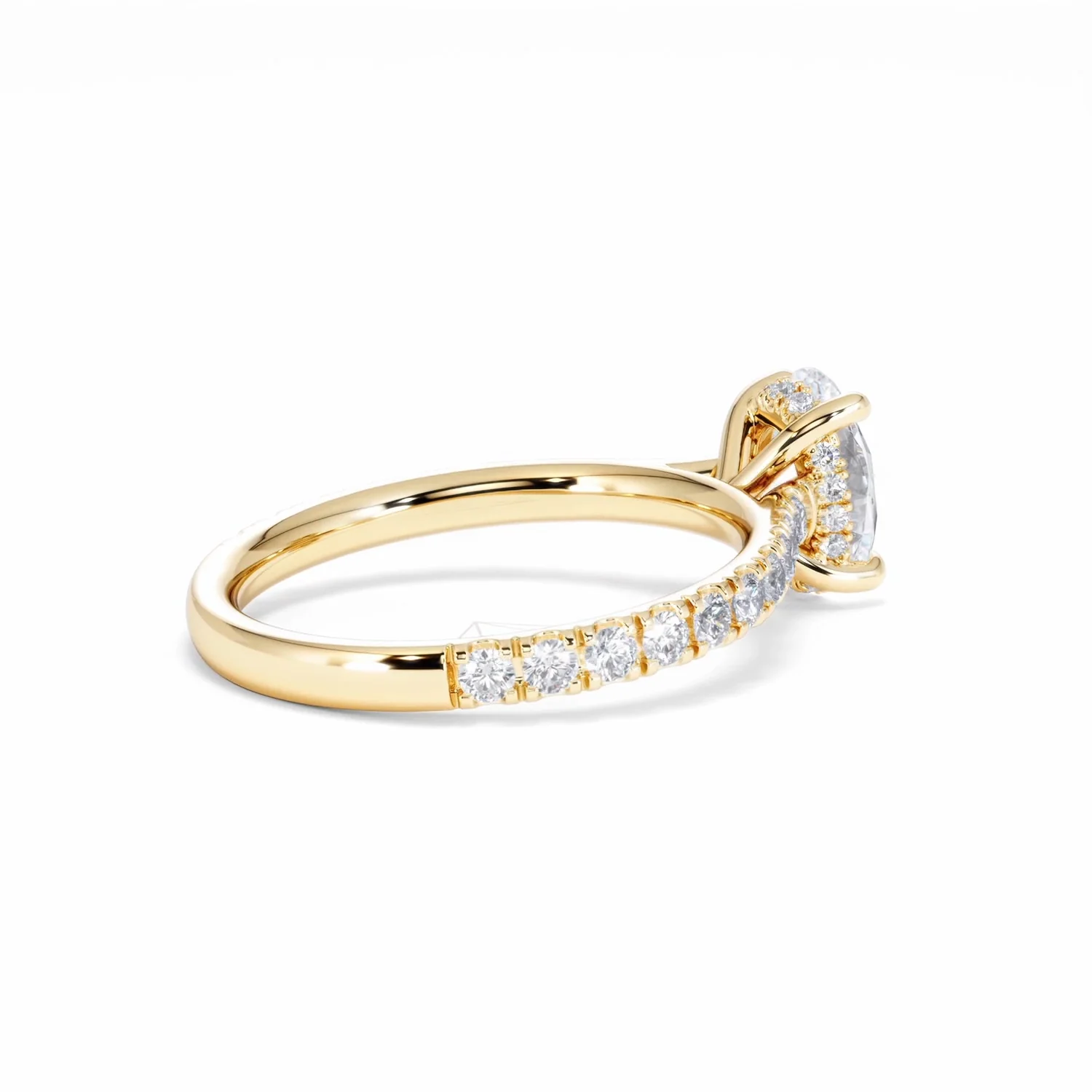 Amora Oval 1.00ct Hidden Halo Lab Diamond Engagement Ring With Side Stones Set in 18K Gold - Image 37