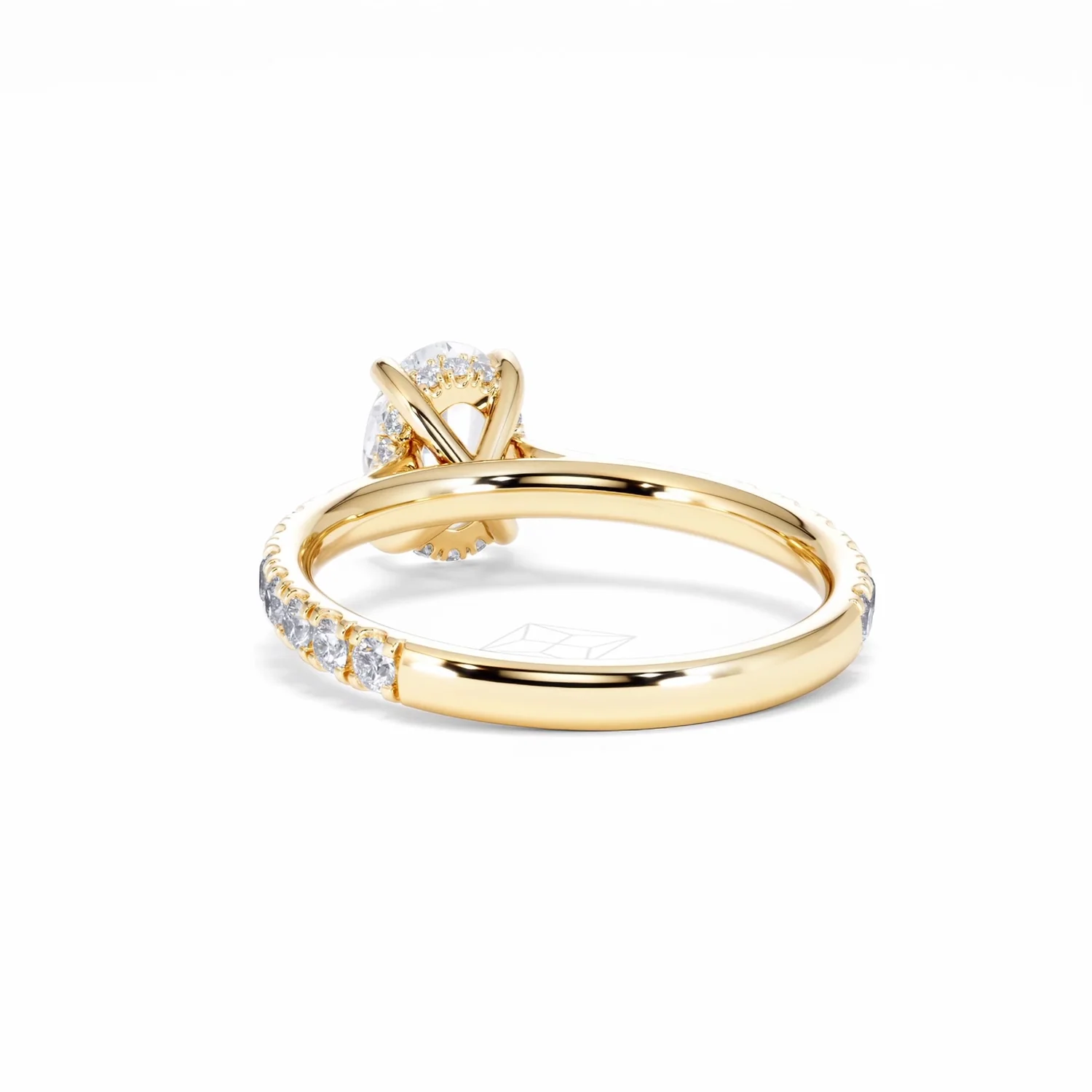 Amora Oval 1.00ct Hidden Halo Lab Diamond Engagement Ring With Side Stones Set in 18K Gold - Image 54